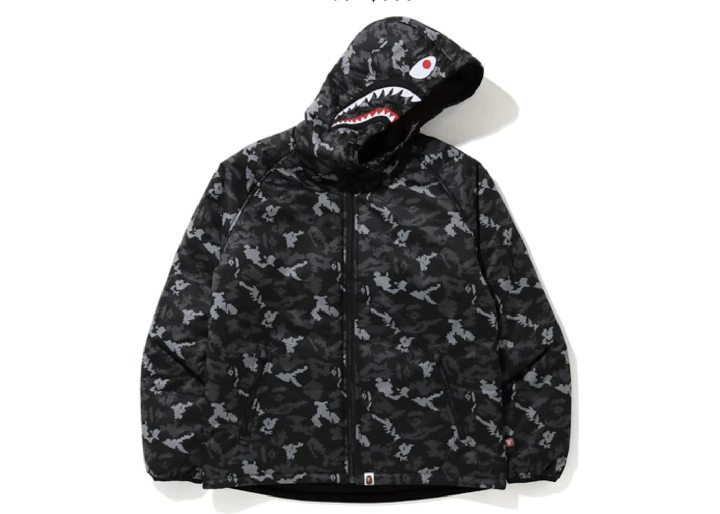 BAPE Digital Camo Shark Padded Hoodie Jacket Black