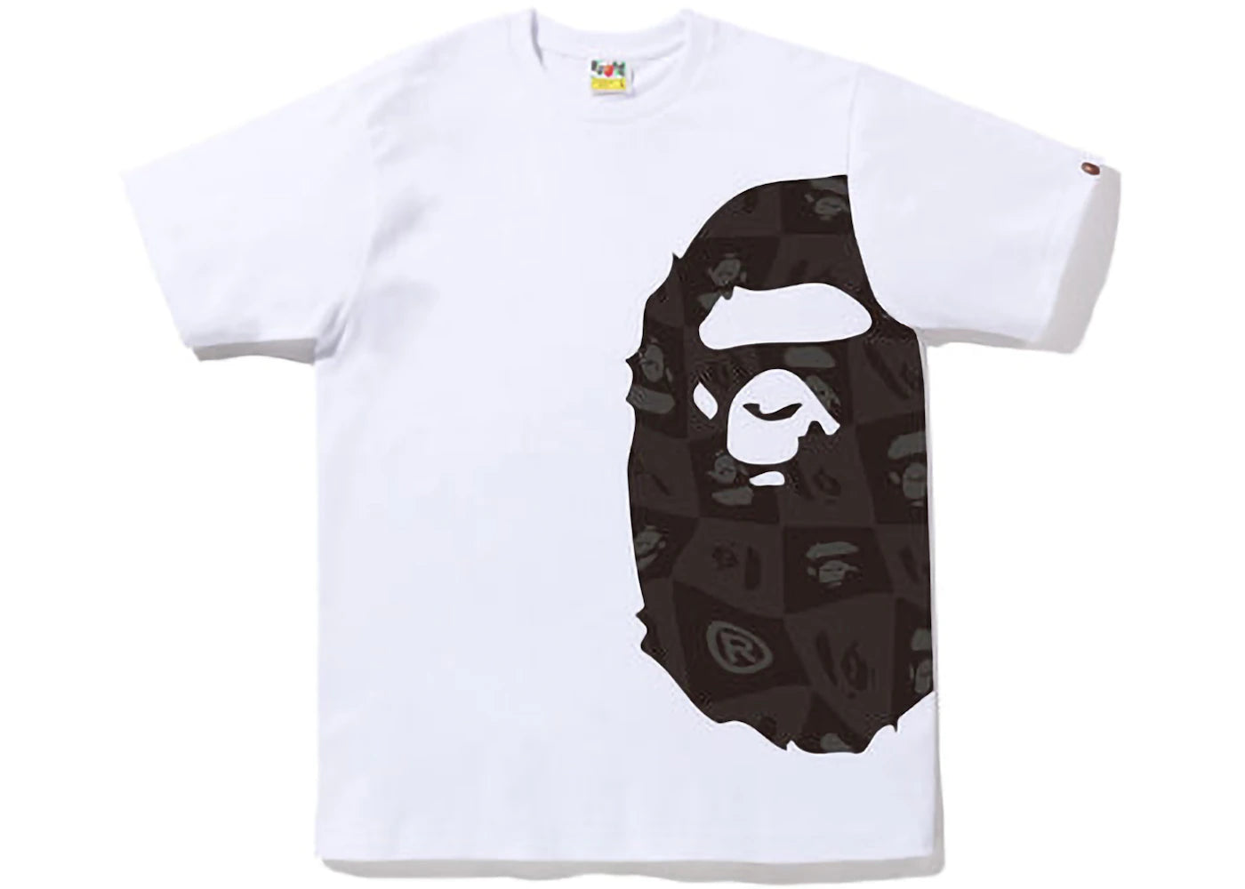BAPE Distortion Side Big Ape Head Tee White Black