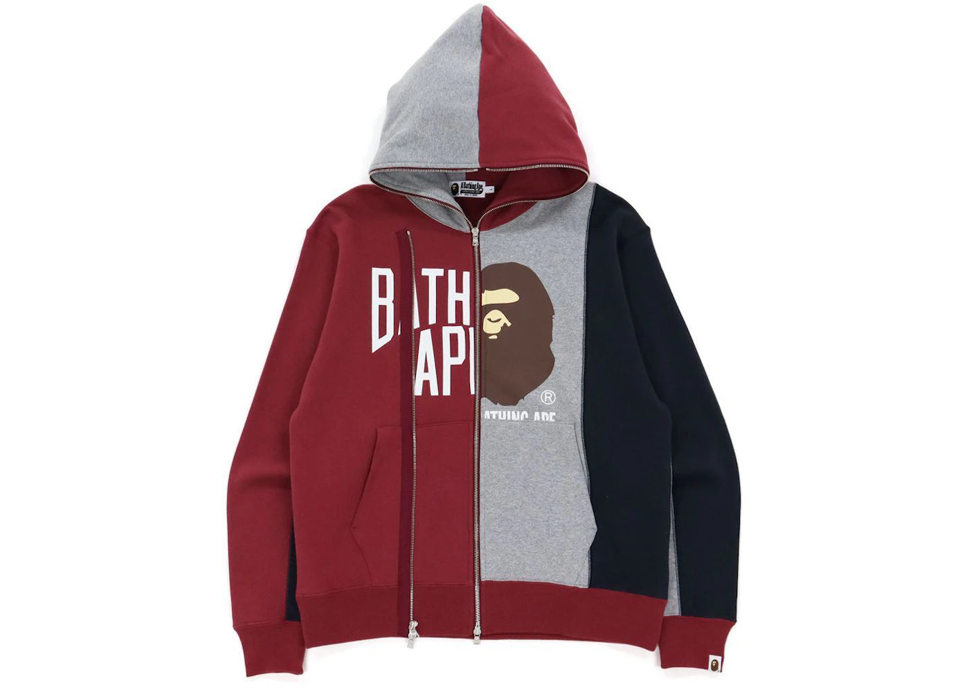 BAPE Docking Relaxed Fit Full Zip Hoodie Burgundy