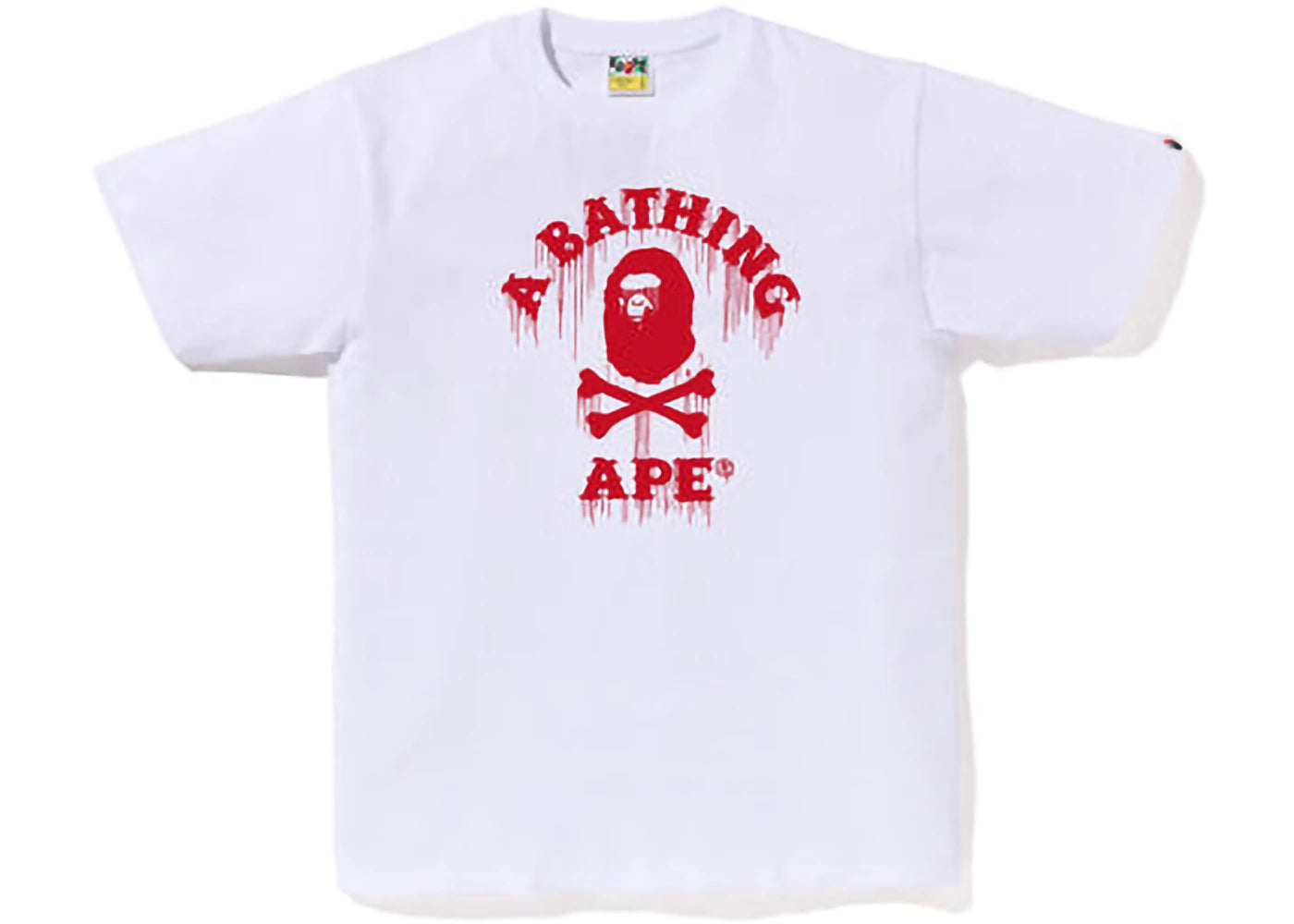BAPE Drip Ape Crossbone College Tee White Red
