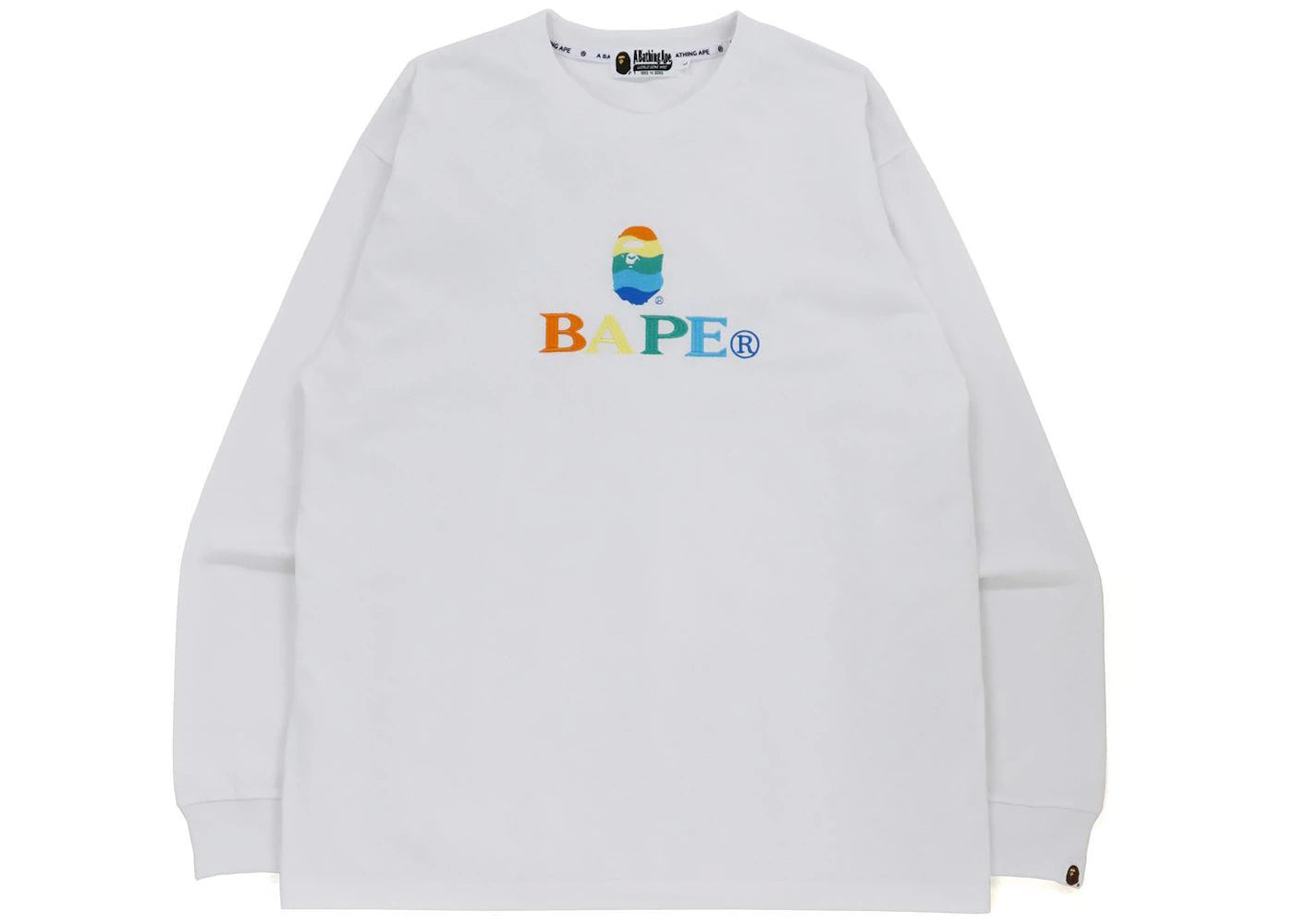 BAPE Embroidery Relaxed Fit L/S Tee White