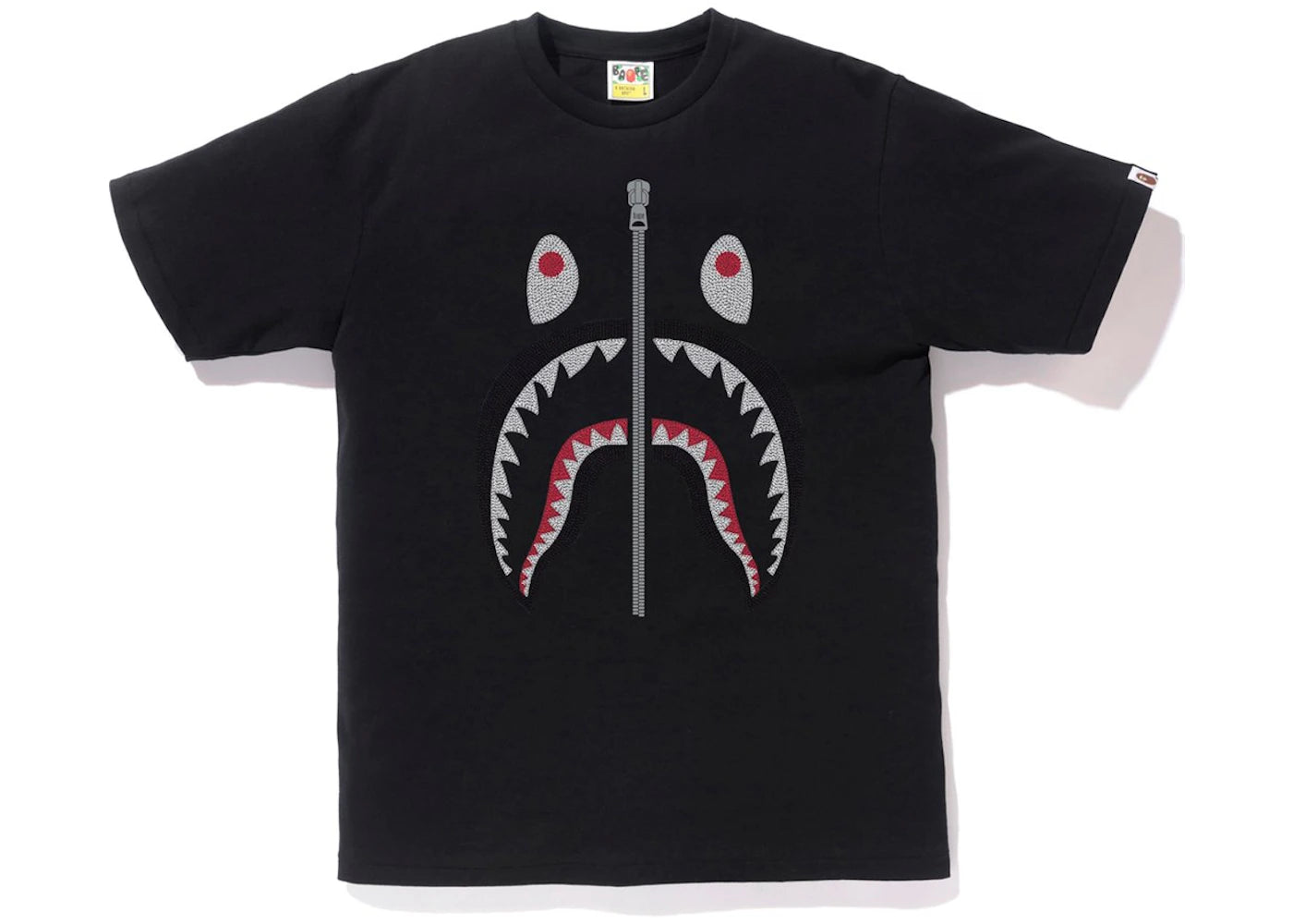 BAPE Embroidery Style Shark Tee Black