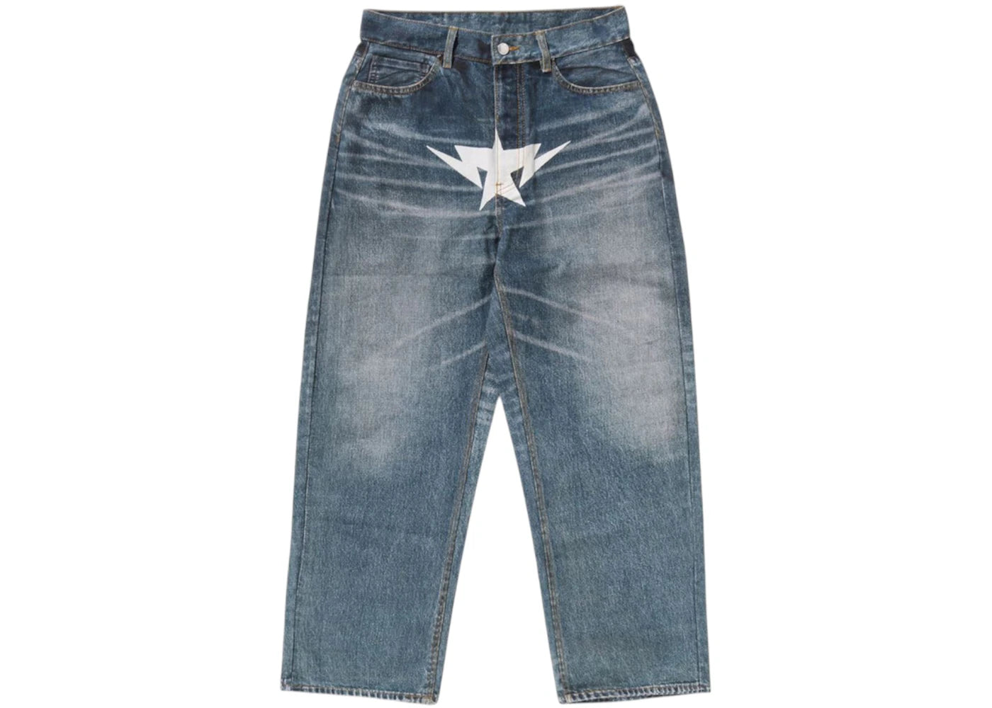 BAPE Fake Print Sta Loose Fit Denim Pants Light Indigo