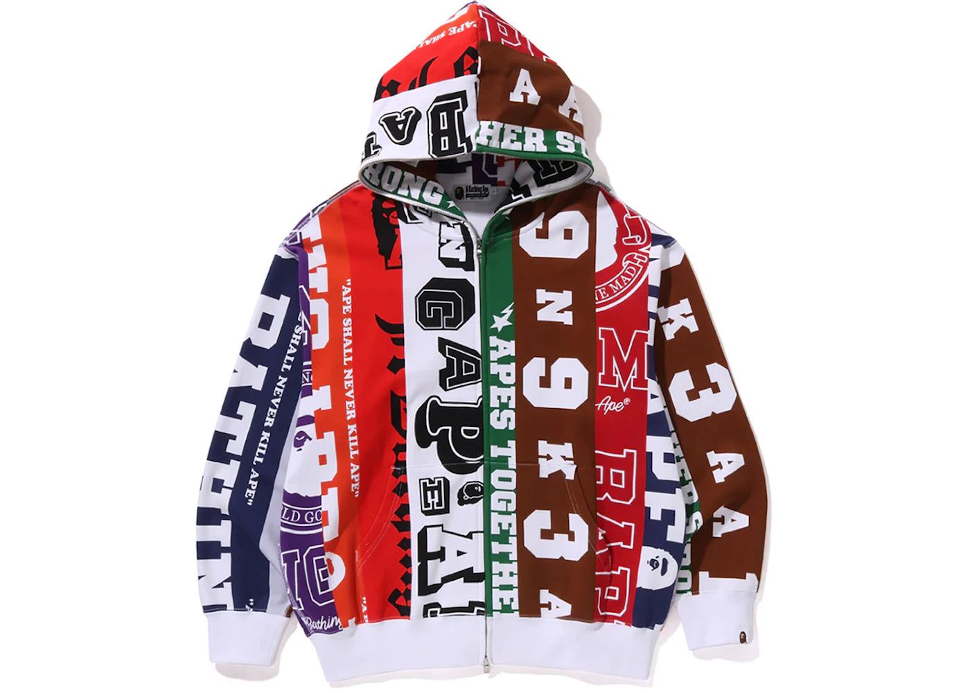 BAPE Fans Scarf Full Zip Hoodie Multicolor