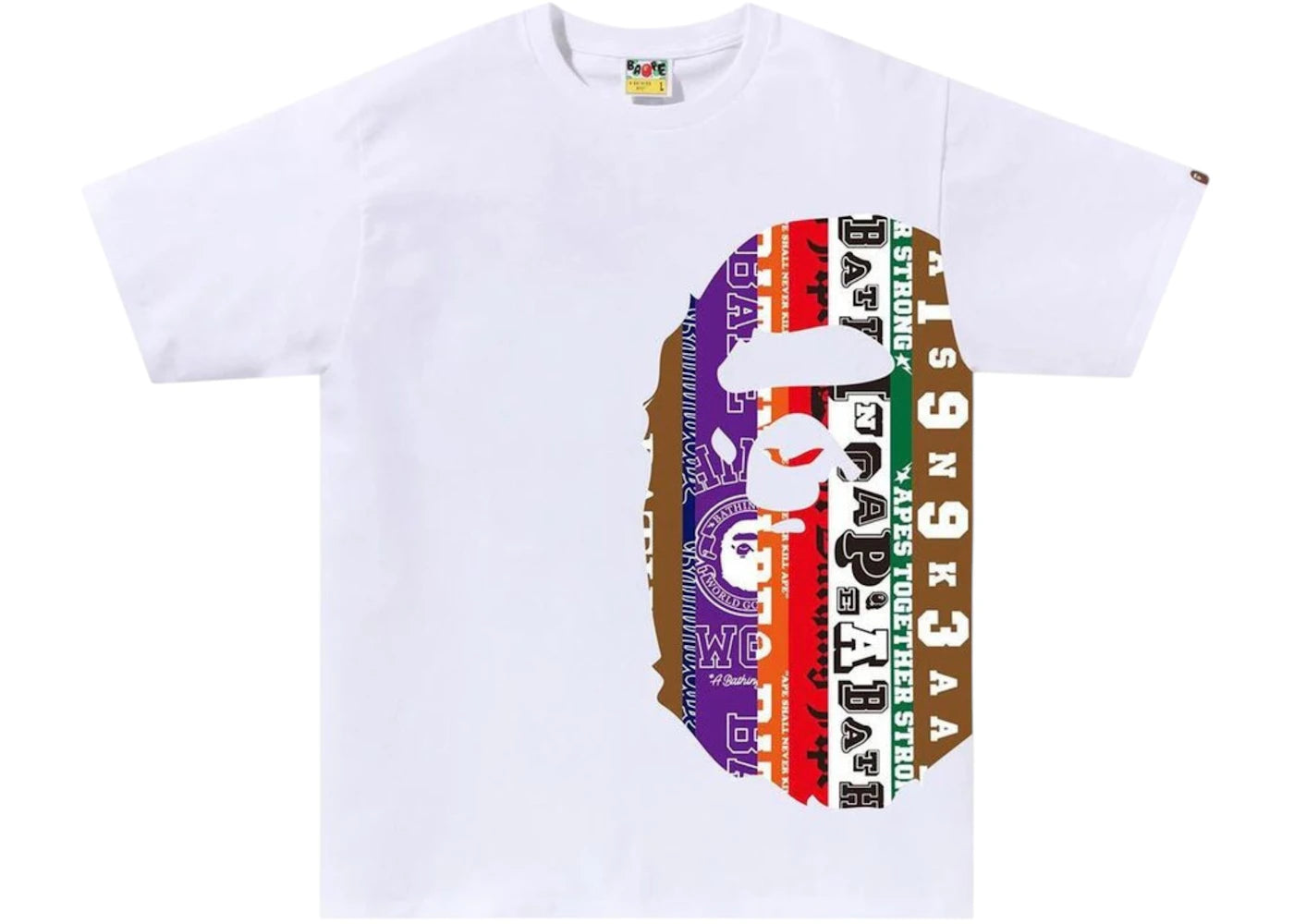 BAPE Fans Scarf Side Big Ape Head Tee White