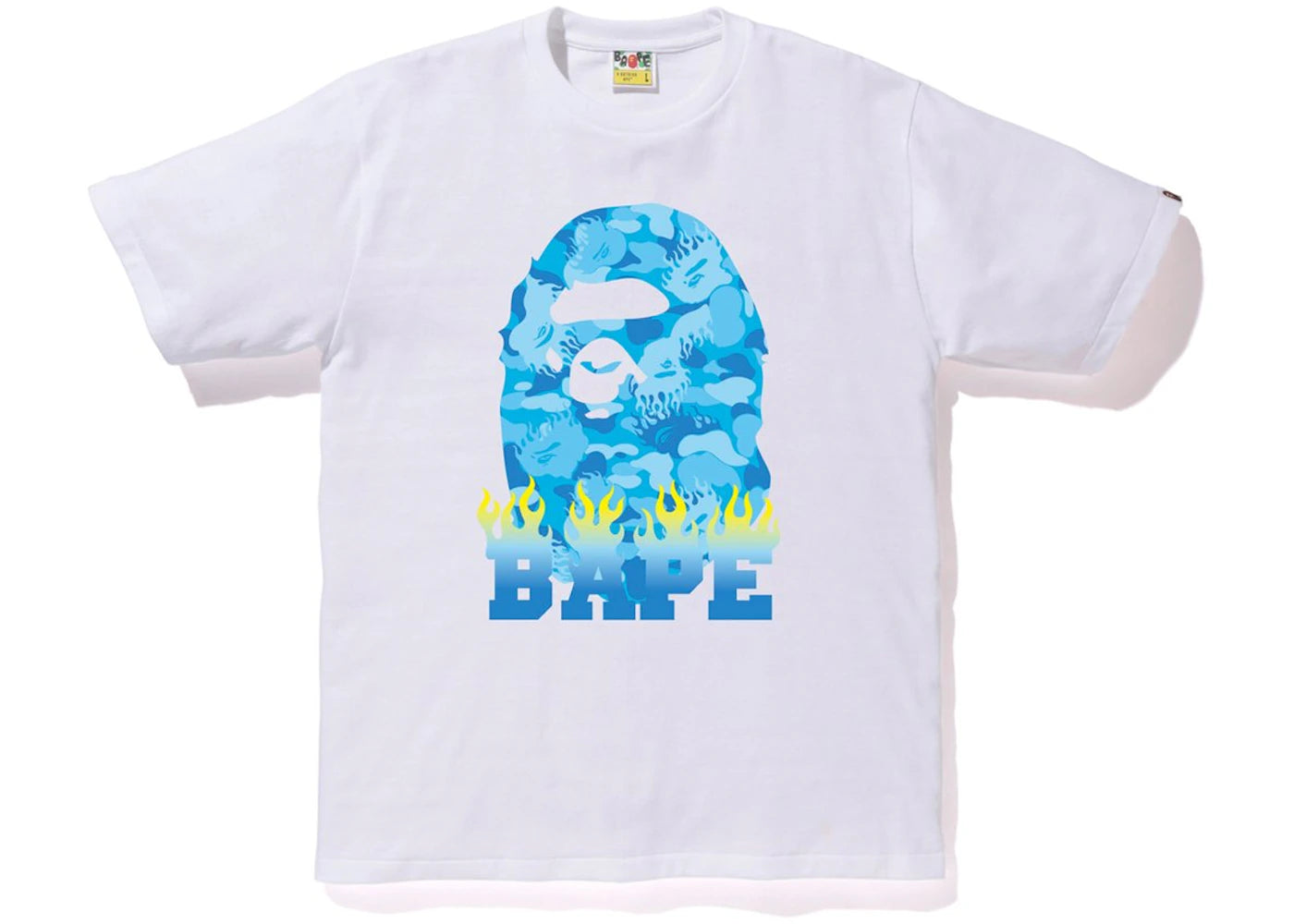 BAPE Fire Camo Bape Flame Tee White/Blue