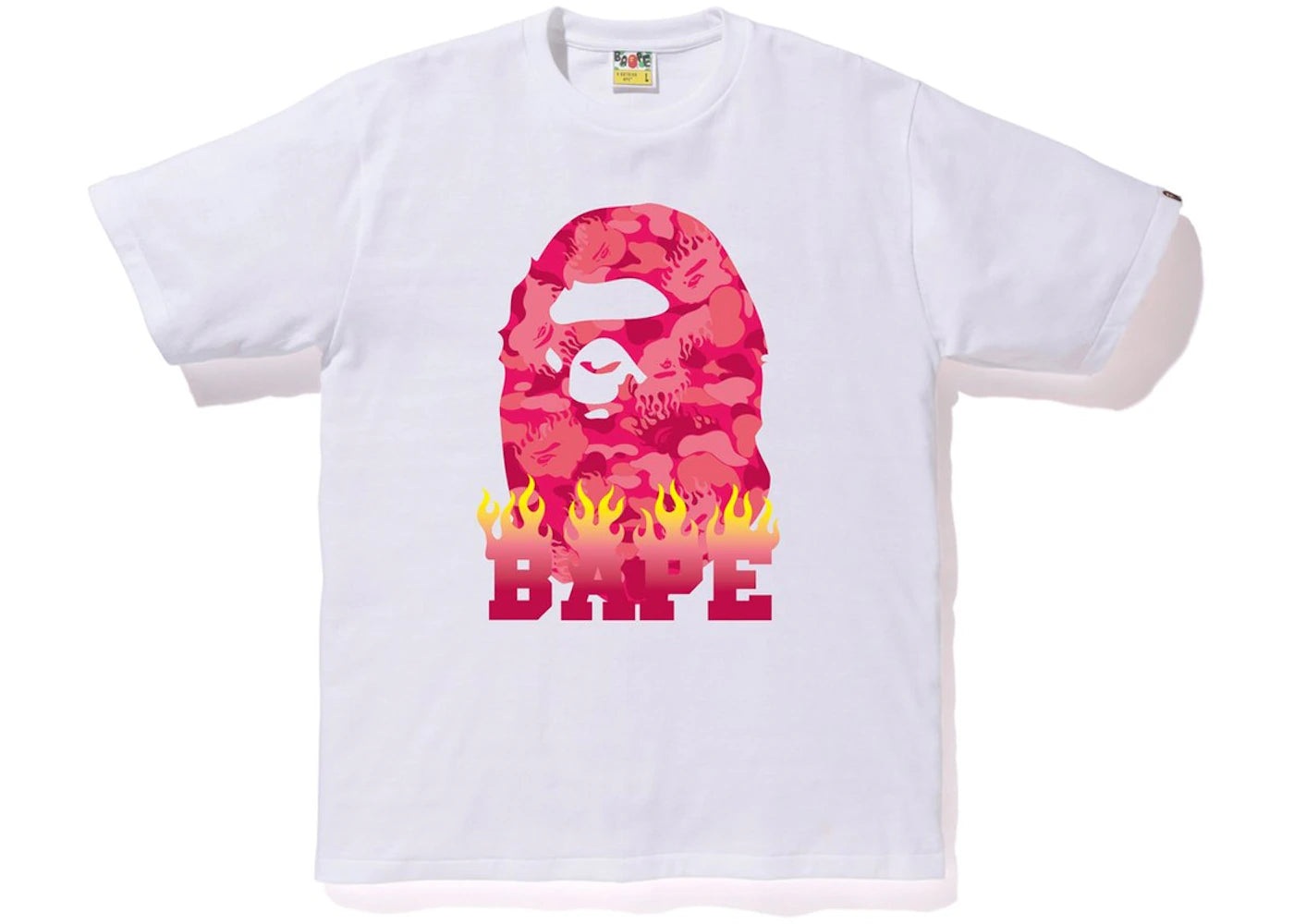 BAPE Fire Camo Bape Flame Tee White/Pink