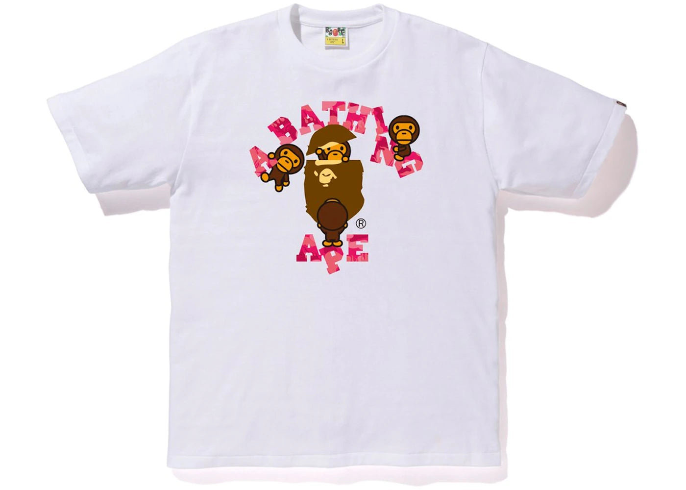 BAPE Fire Camo College Milo Tee White/Pink