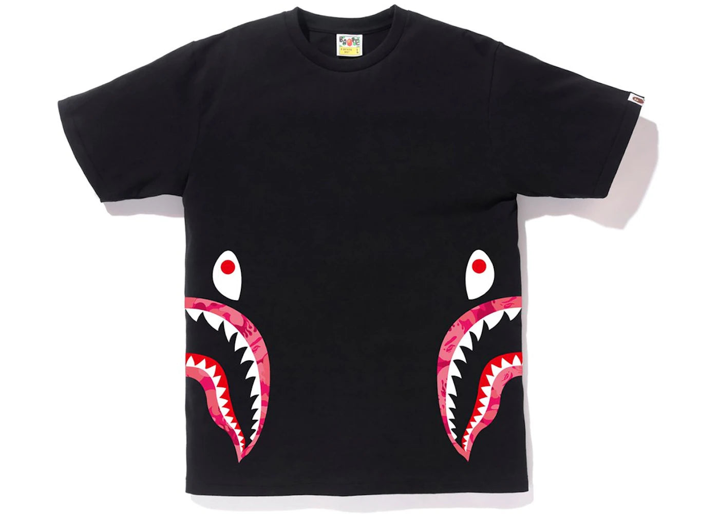 BAPE Fire Camo Side Shark Tee Black/Pink