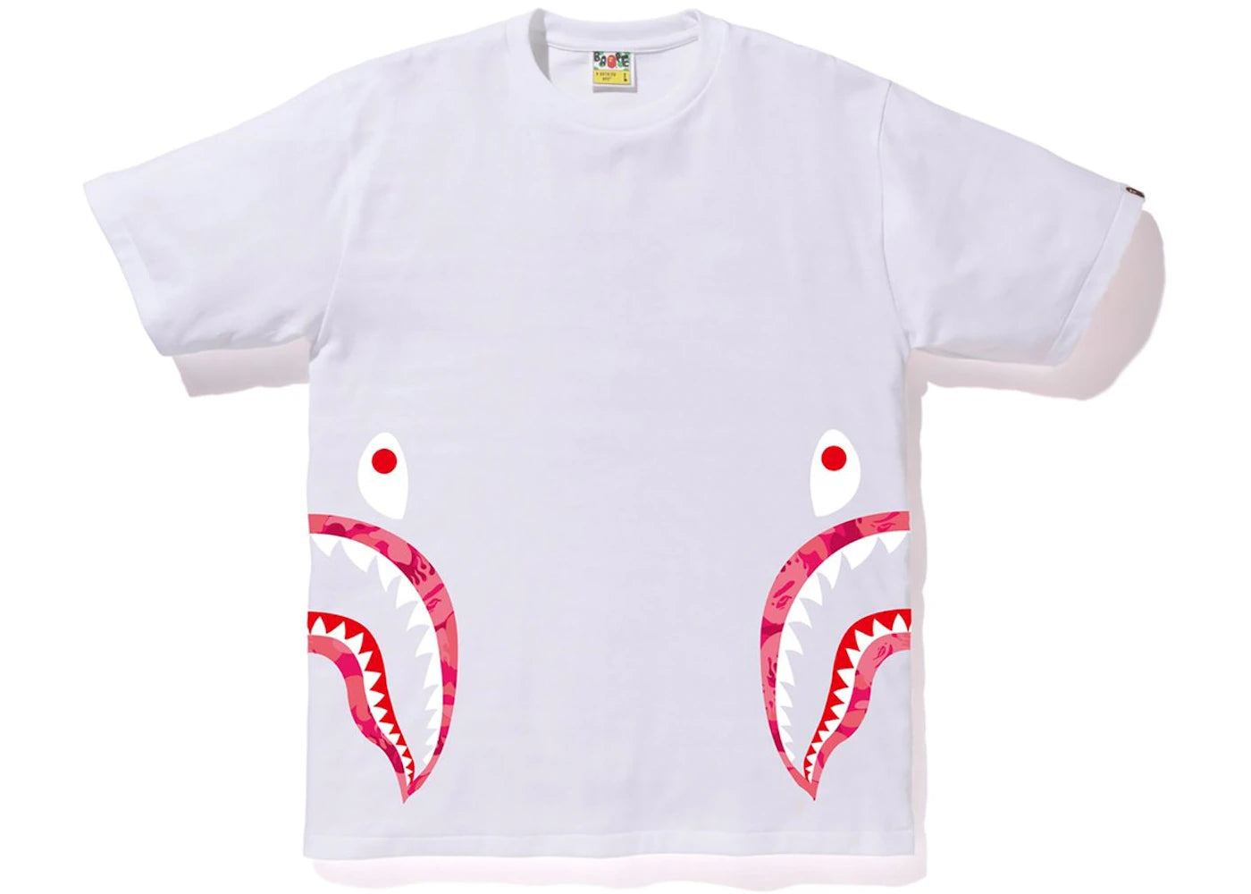 BAPE Fire Camo Side Shark Tee White/Pink