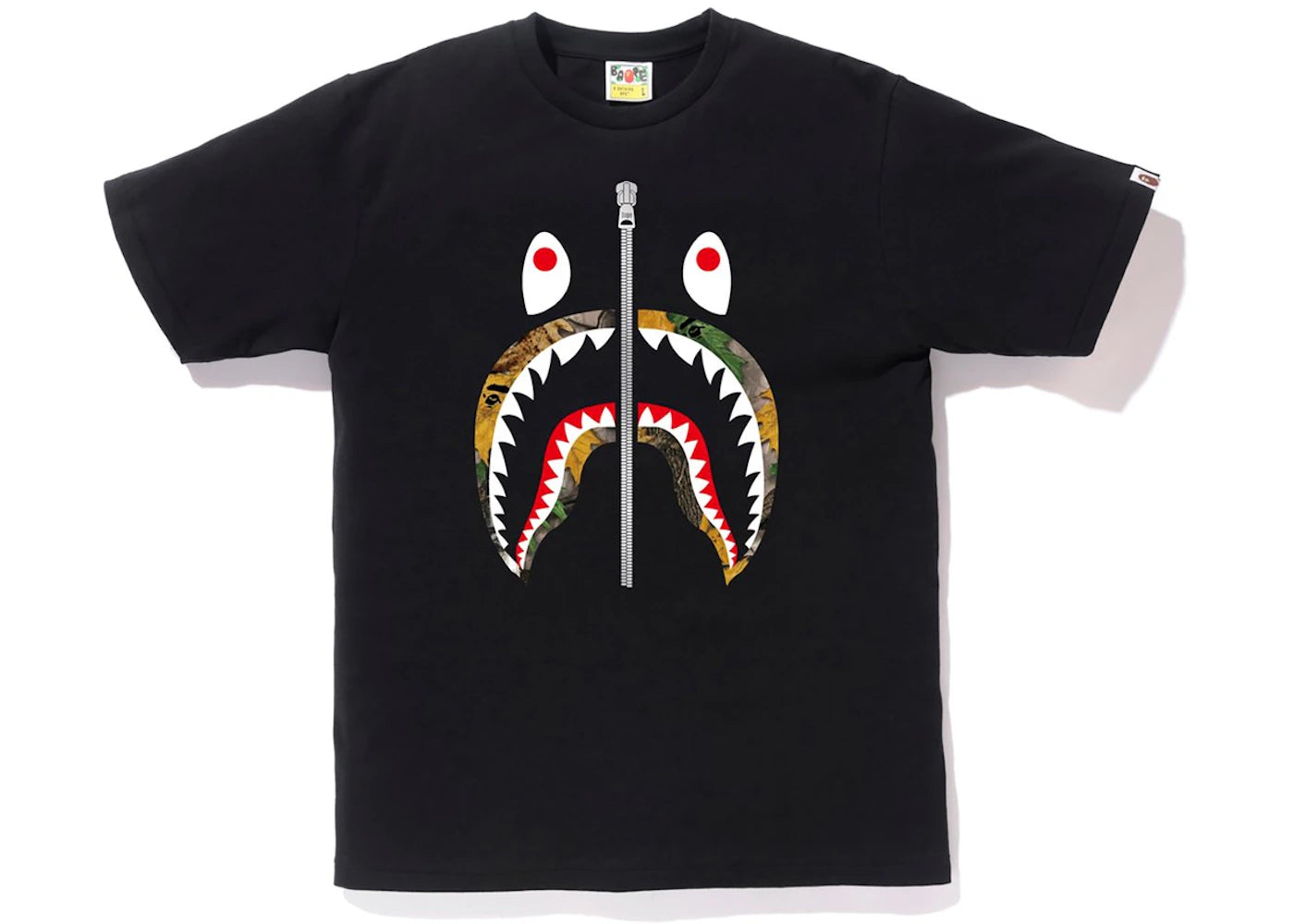 BAPE Forest Camo Shark Tee Black/Beige