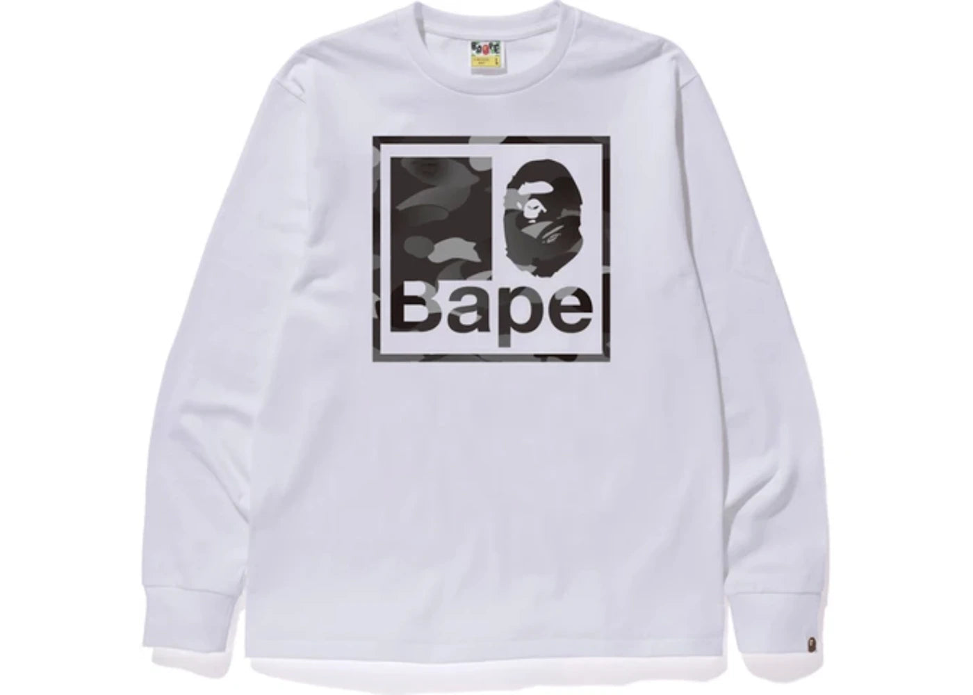 BAPE Gradation Camo Quadrangle L/S Tee White/Black