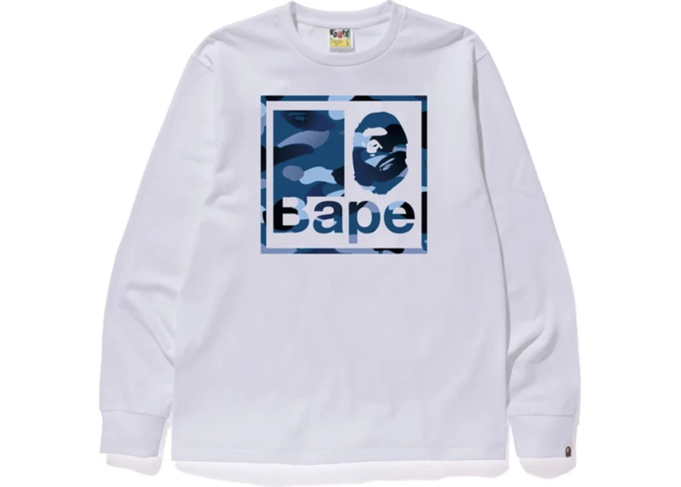 BAPE Gradation Camo Quadrangle L/S Tee White/Blue