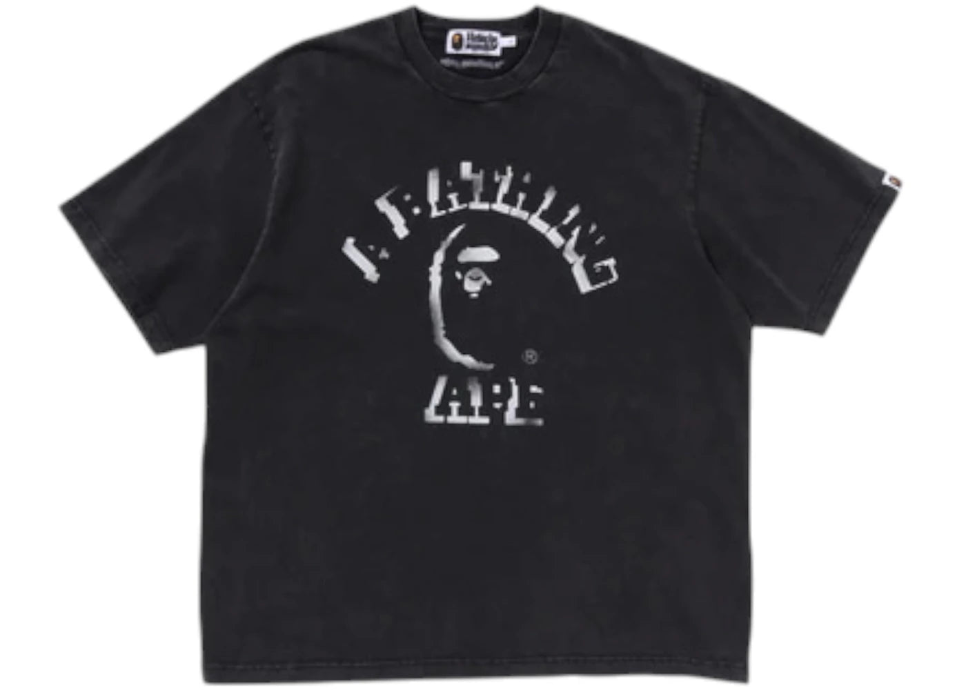 BAPE Garment Dye Spray Print College Relaxed Fit Tee Black