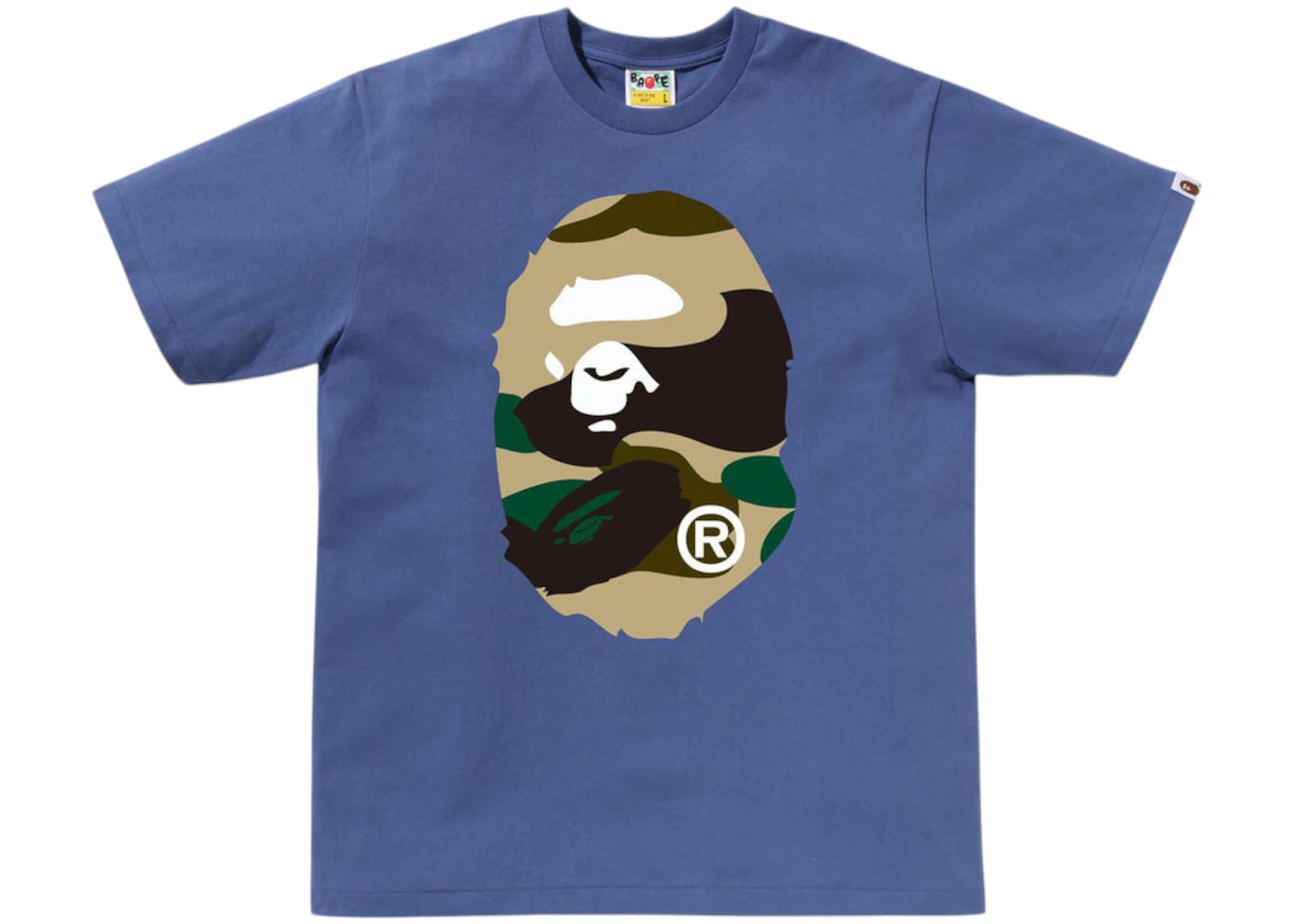 BAPE Giant 1st Camo Big Ape Head Tee Navy/Yellow