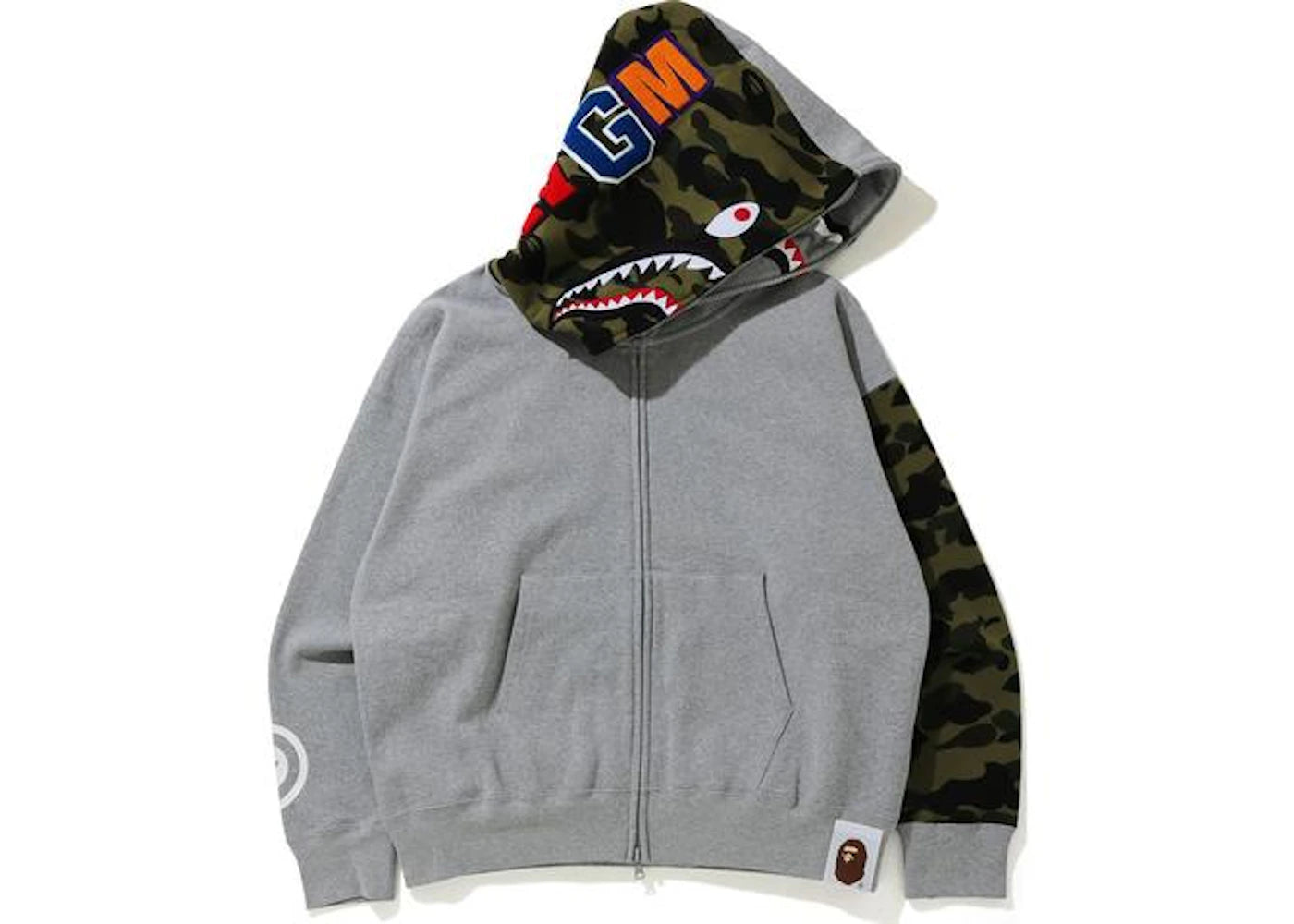BAPE Giant Shark Full Zip Hoodie Gray