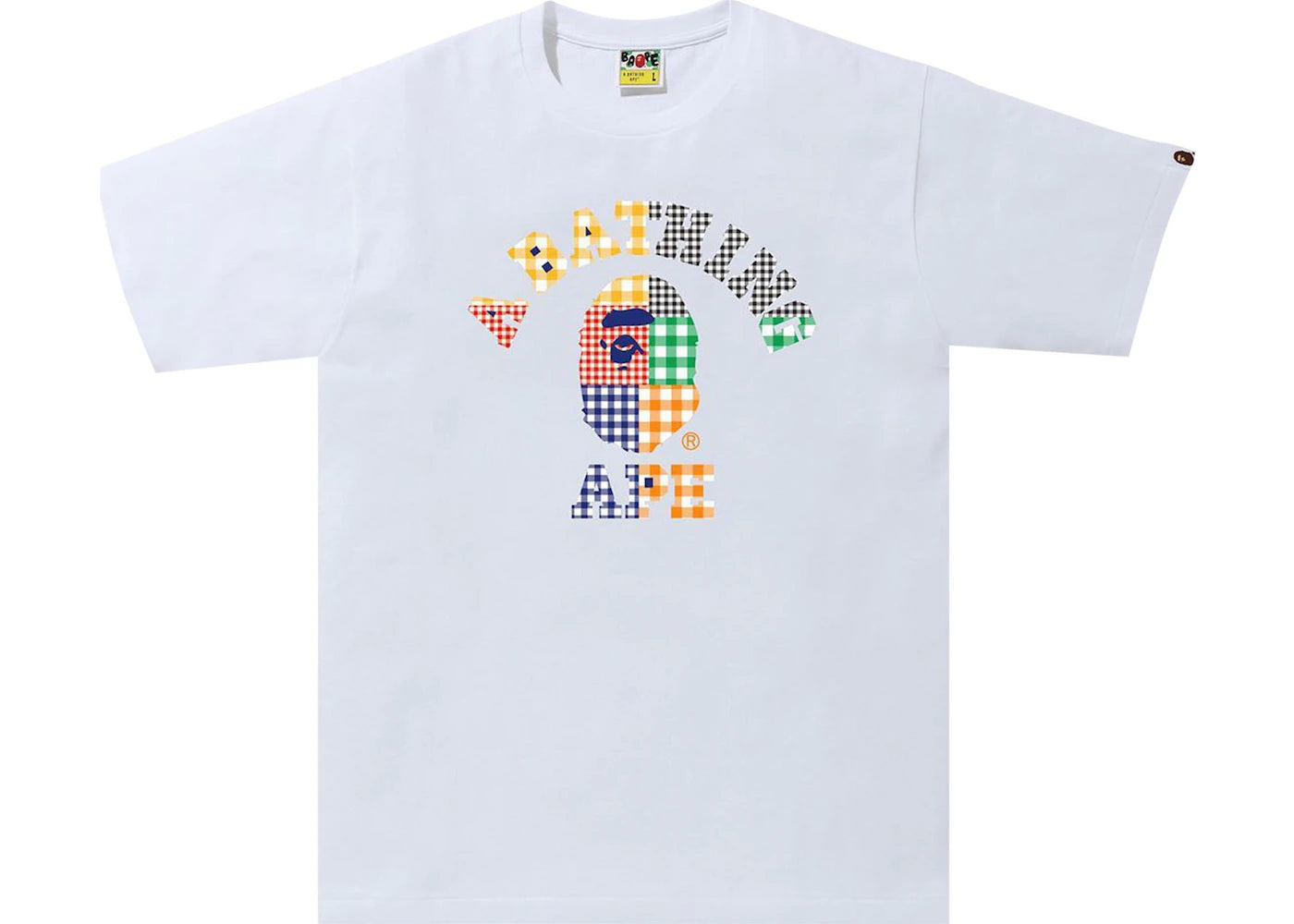 BAPE Gingham Check College Tee White