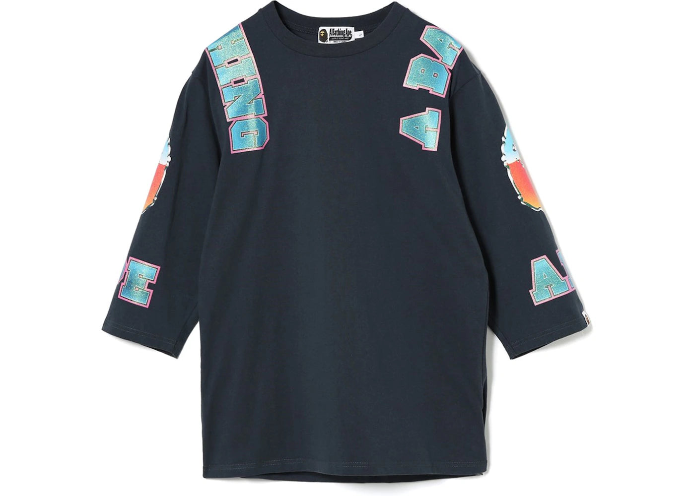 BAPE Glitter College 3/4 Tee Black
