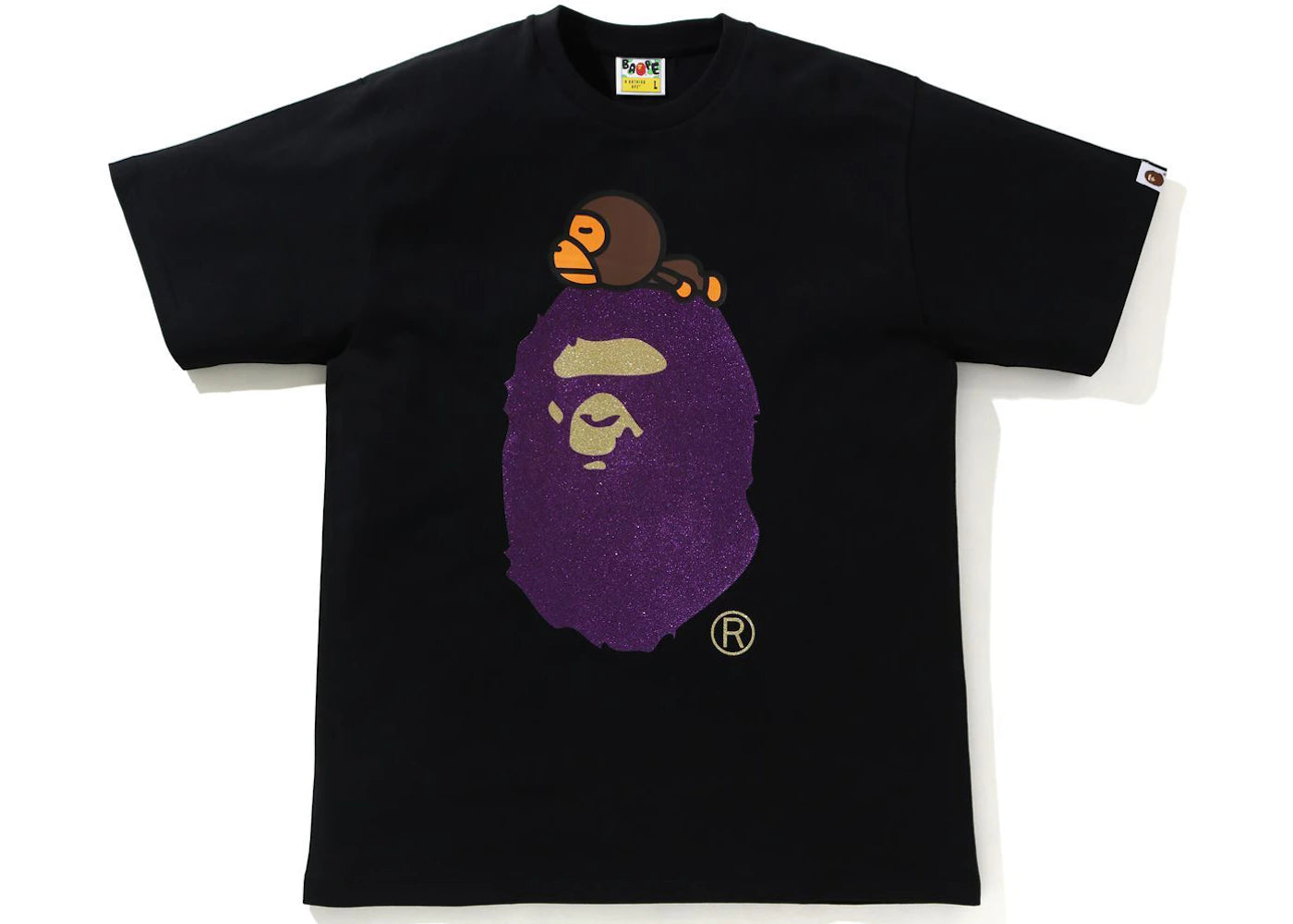 BAPE Glitter Milo on Big Ape Tee Black/Purple