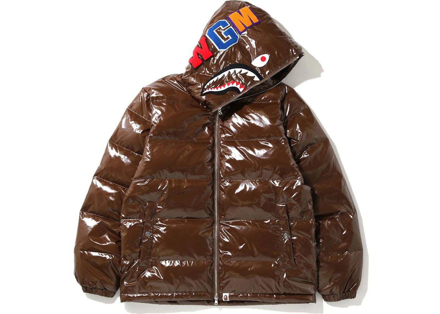 BAPE Glossy Shark Down Jacket Brown