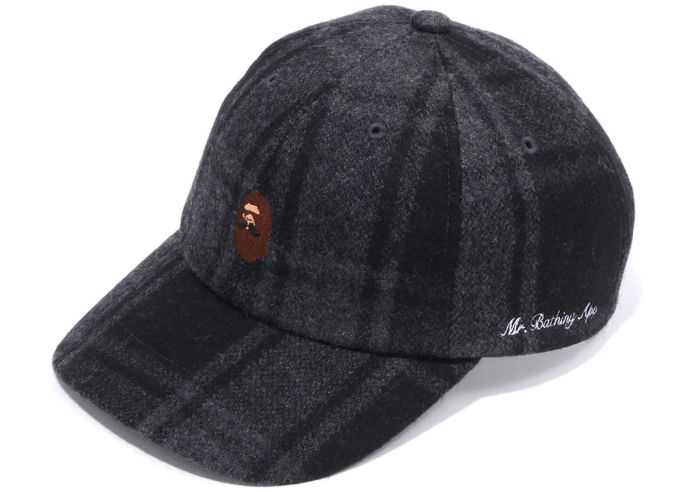 BAPE Golf Mr Bathing Ape Flannel Check Cap Black