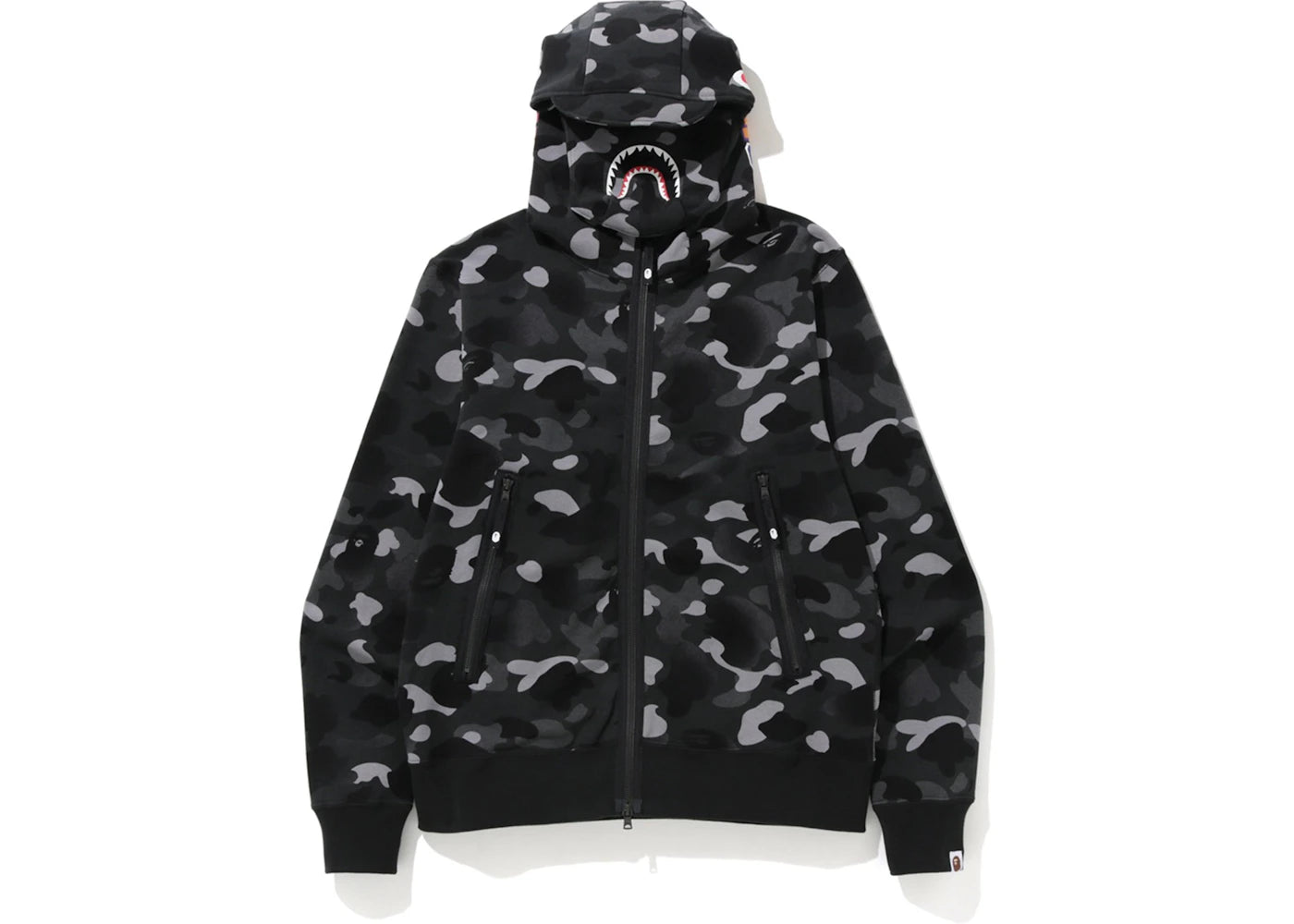 BAPE Gradation Camo Shark Mask Wide Zip Hoodie Black