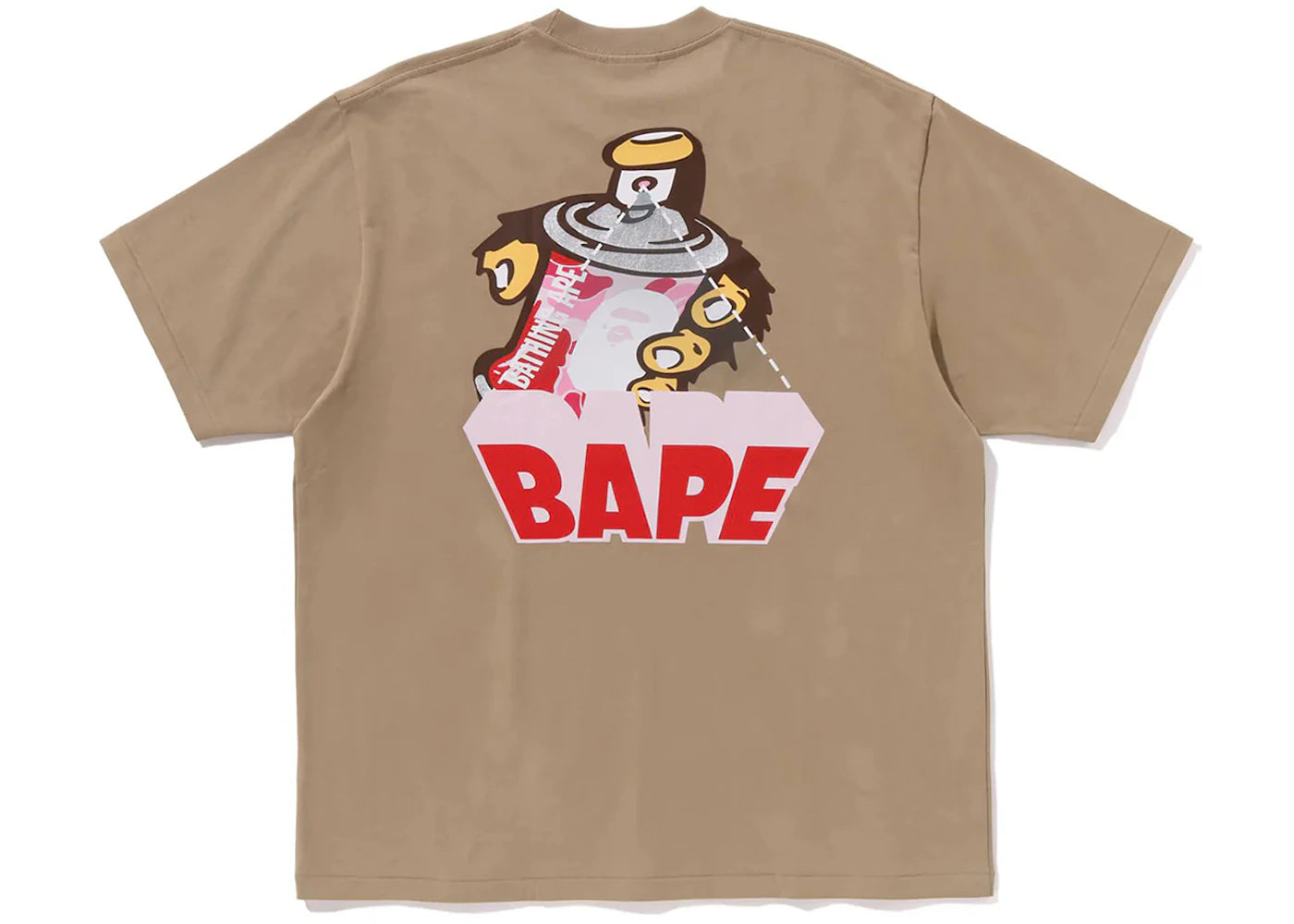 BAPE Graffiti BAPE Logo Relaxed Fit Tee Beige