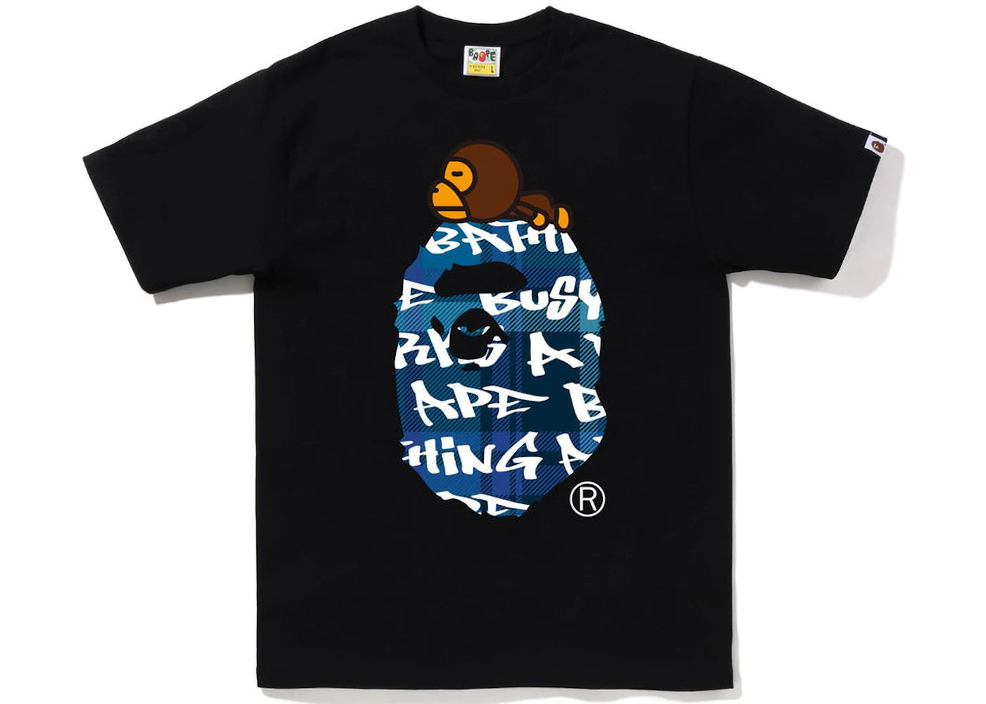 BAPE Graffiti Check Milo On Big Ape Tee Black Blue