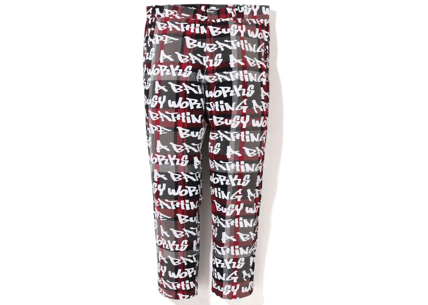 BAPE Graffiti Check One Point Relaxed Fit Pants Black