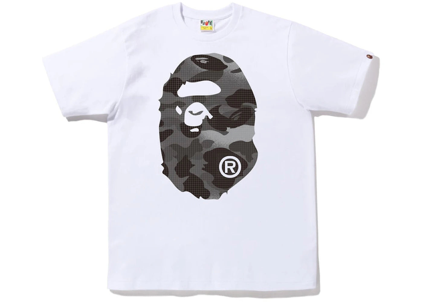 BAPE Grid Camo Big Ape Head Tee White Black