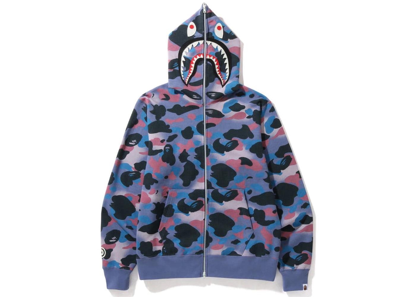 BAPE Grid Camo Shark Full Zip Hoodie Purple