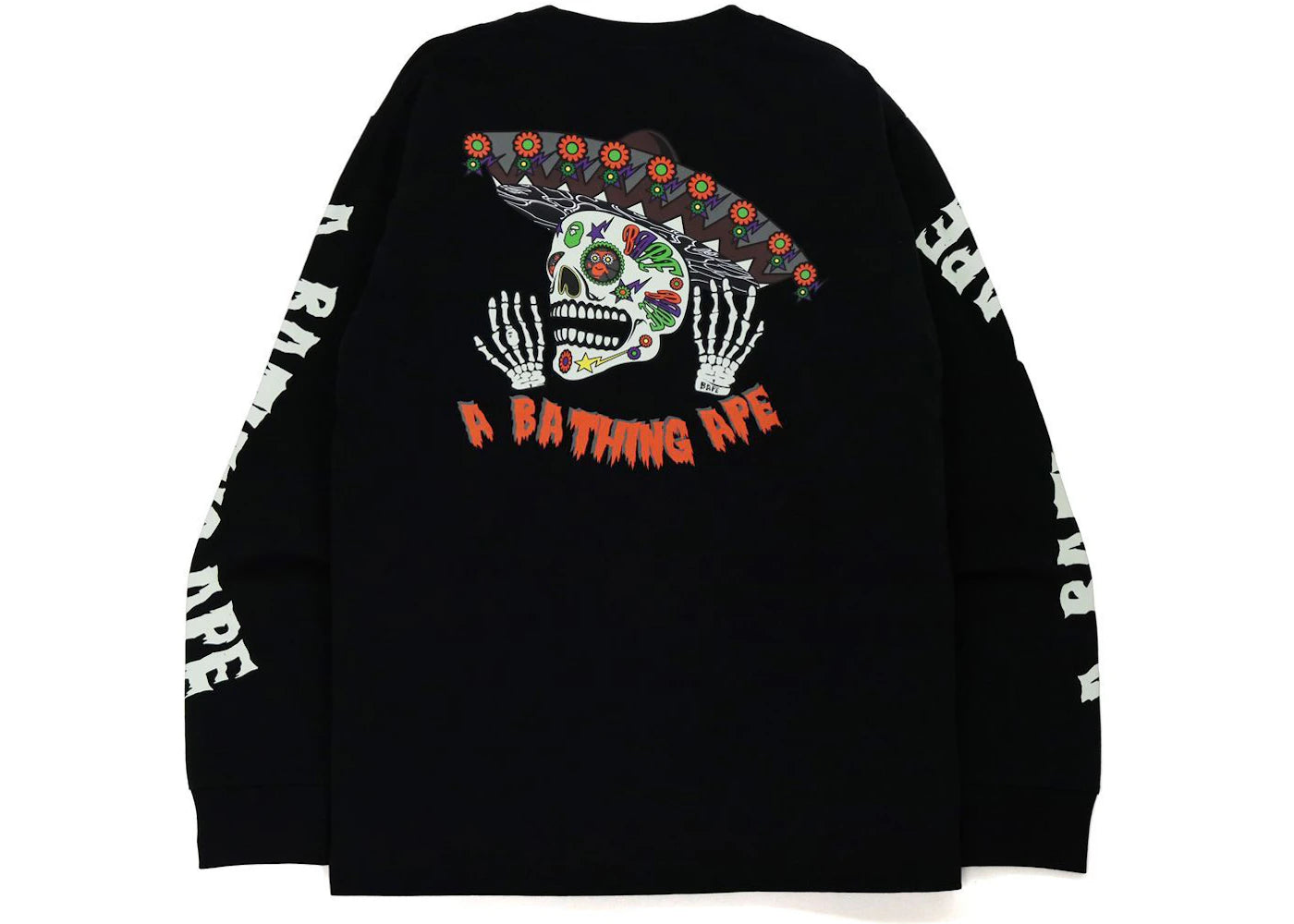 BAPE Halloween Skull Glow in the Dark Long Sleeve Tee Black