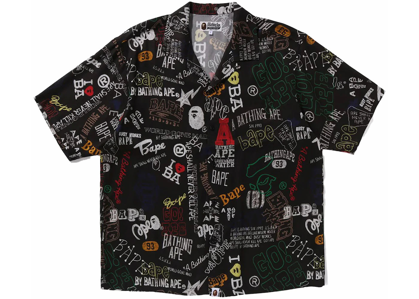 BAPE Hand Draw Open Collar S/S Shirt Black
