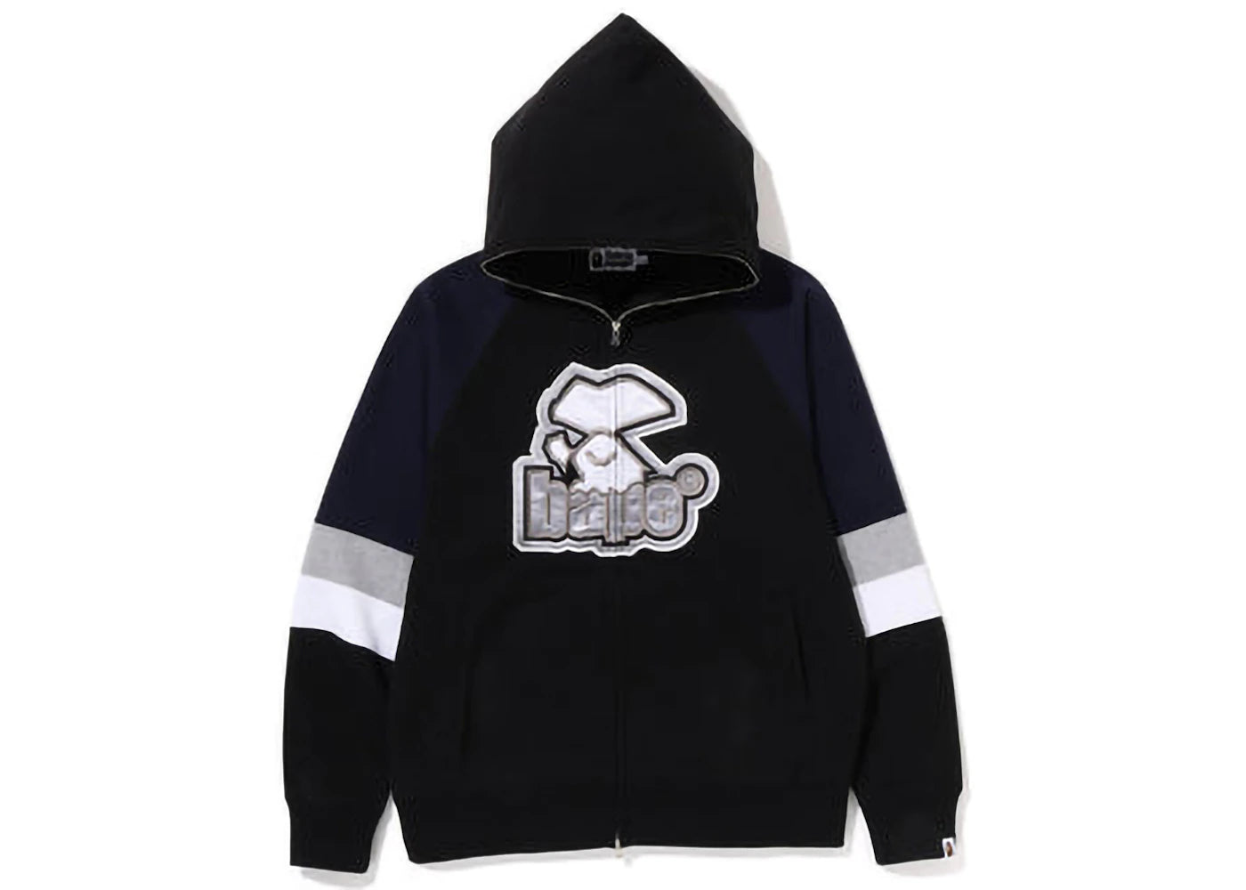 BAPE Hockey Graphic Relaxed Fit Full Zip Hoodie Black
