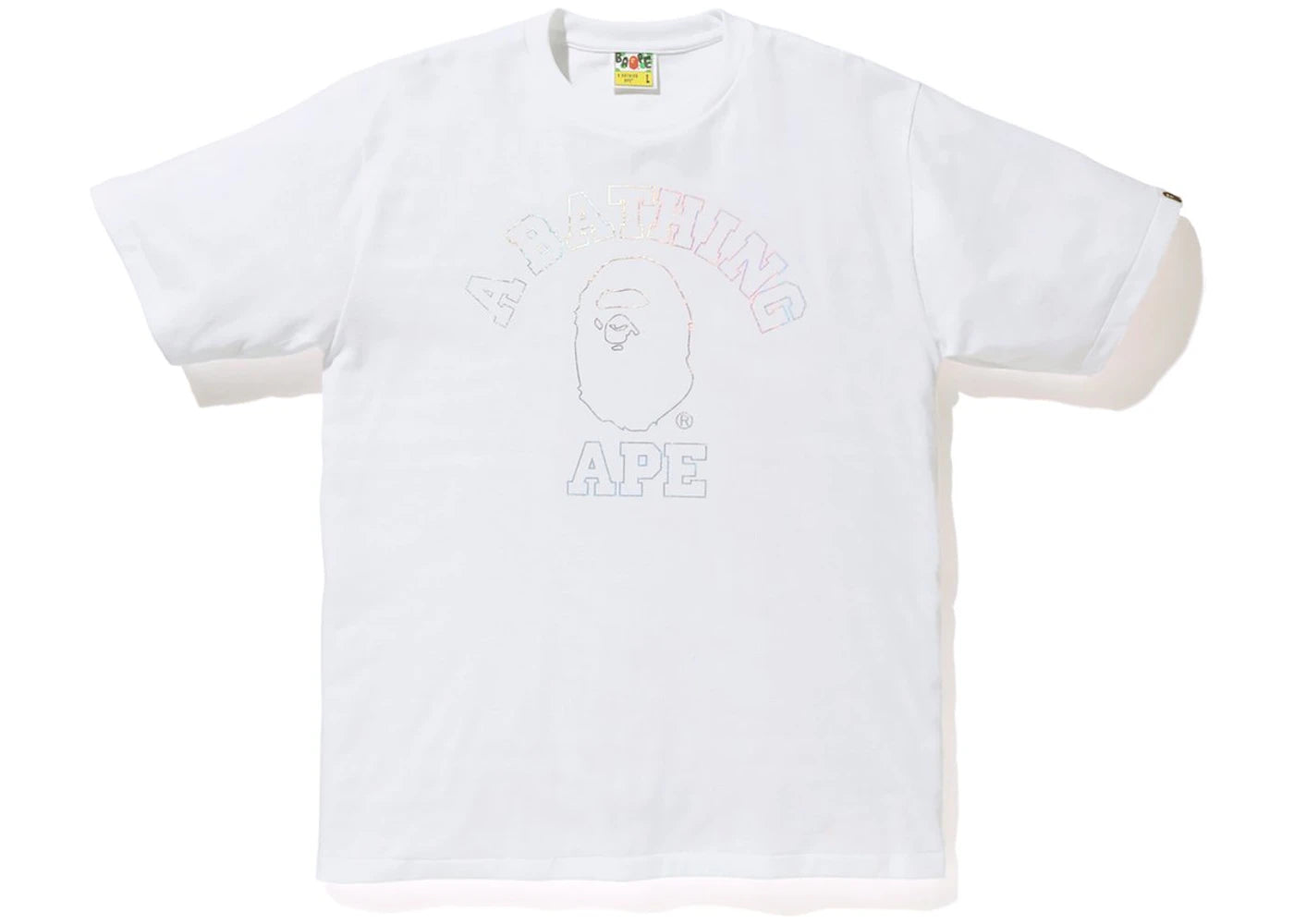 BAPE Hologram College Outline Tee White