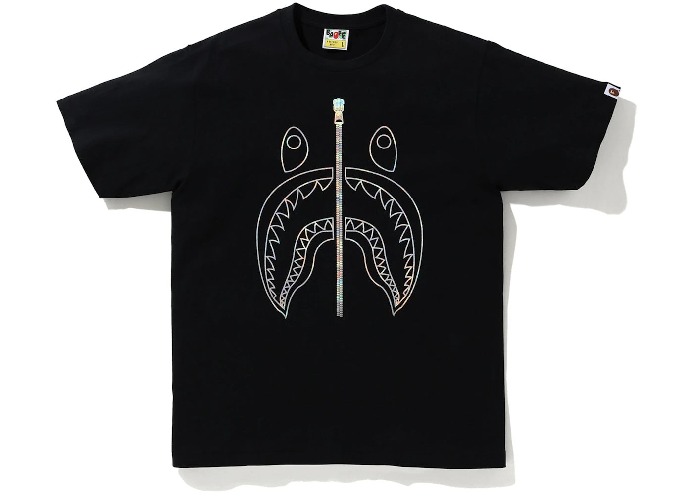 BAPE Hologram Outline Shark Tee Black