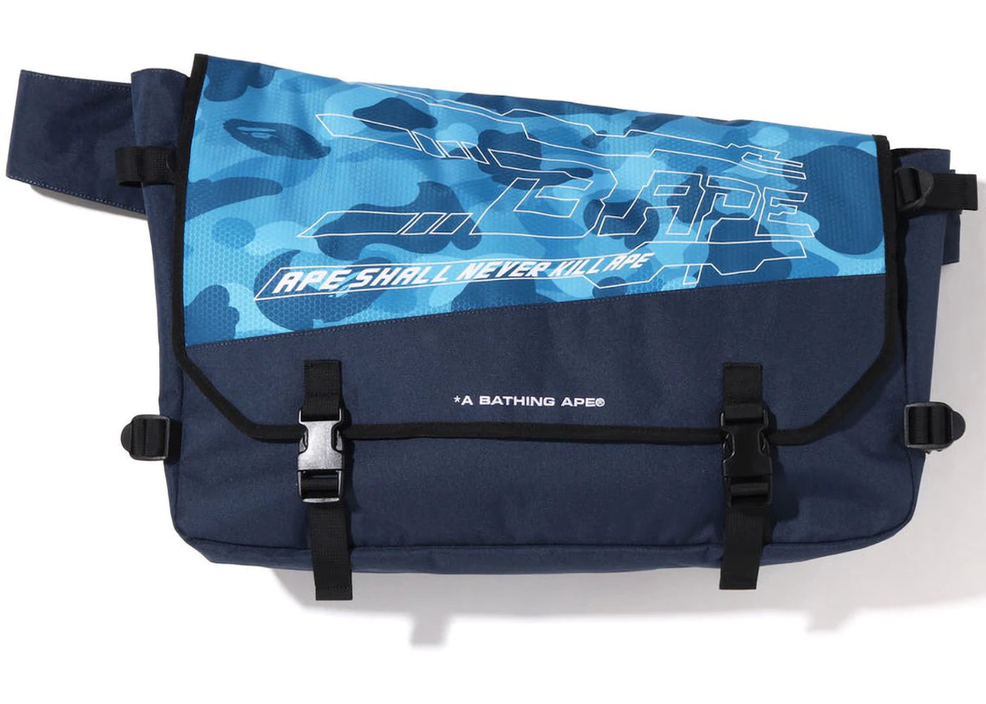 BAPE Honeycomb Camo Messenger Bag Blue