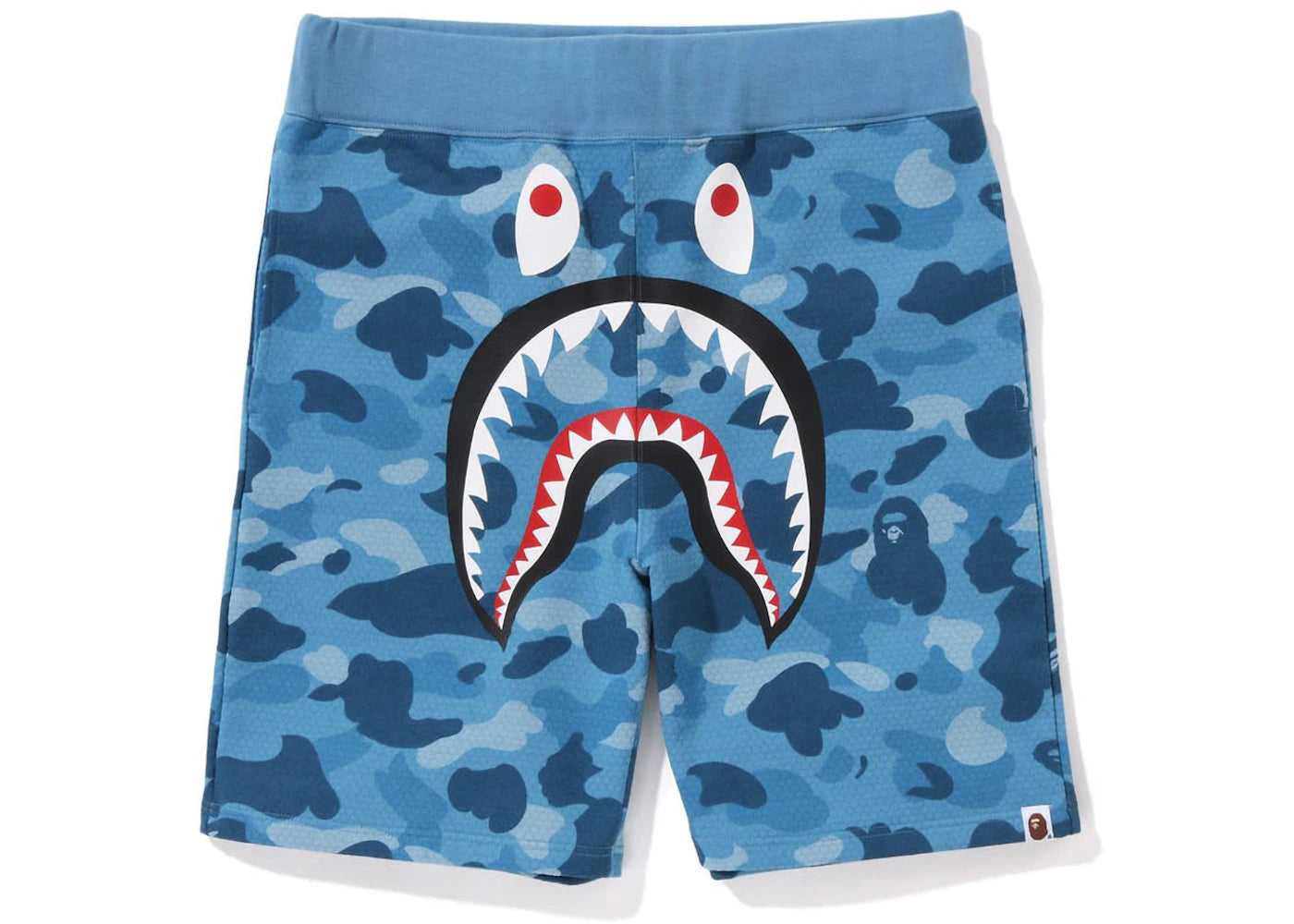 BAPE Honeycomb Camo Shark Sweat Shorts Blue