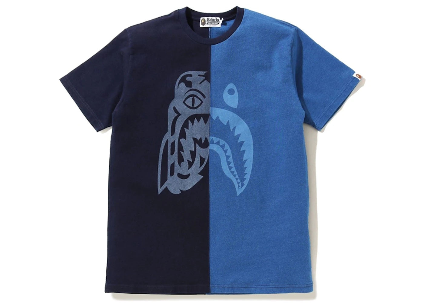 BAPE Indigo Half Tiger Shark T-shirt Indigo