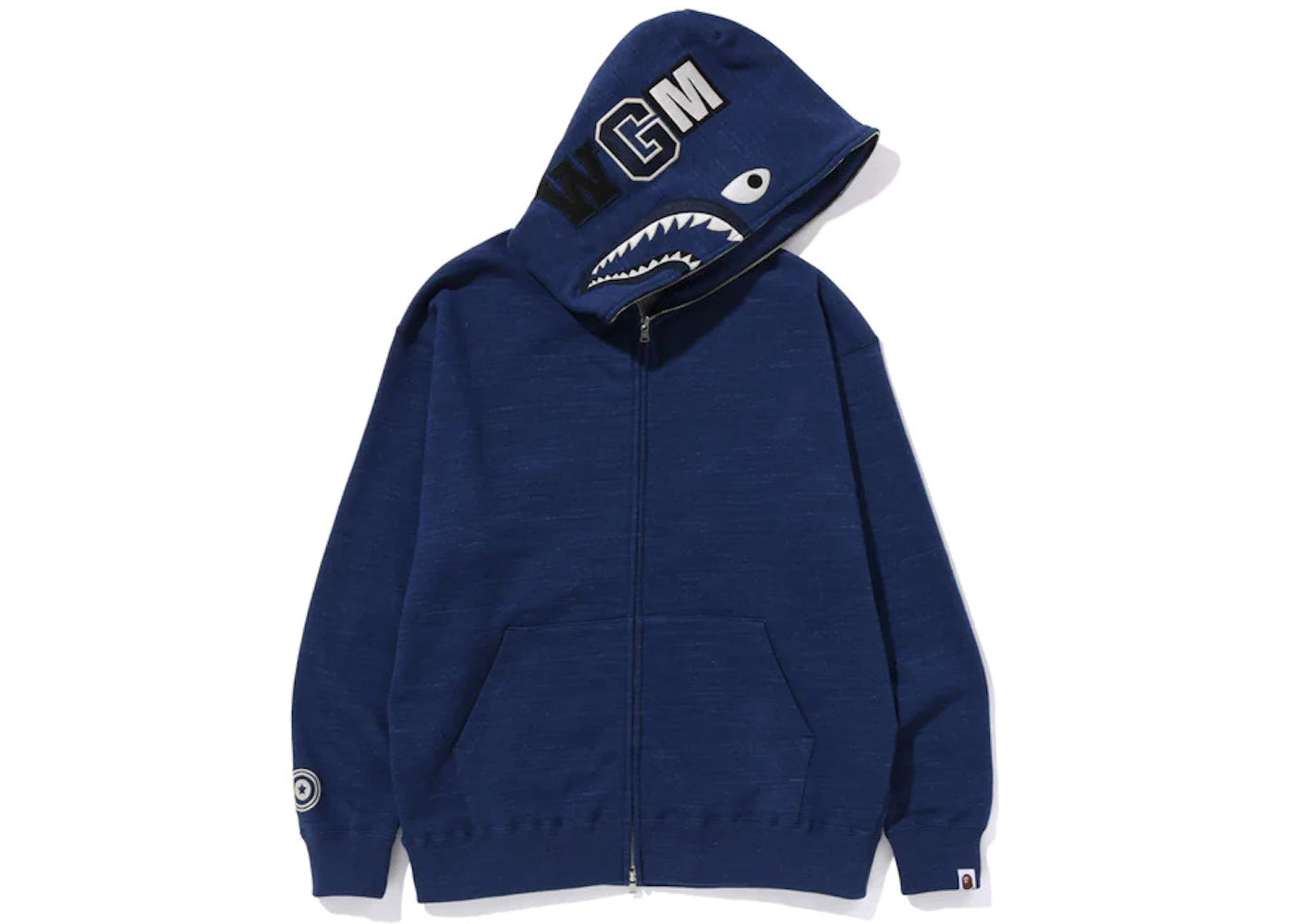 BAPE Indigo Shark Full Zip Hoodie (FW23) Indigo