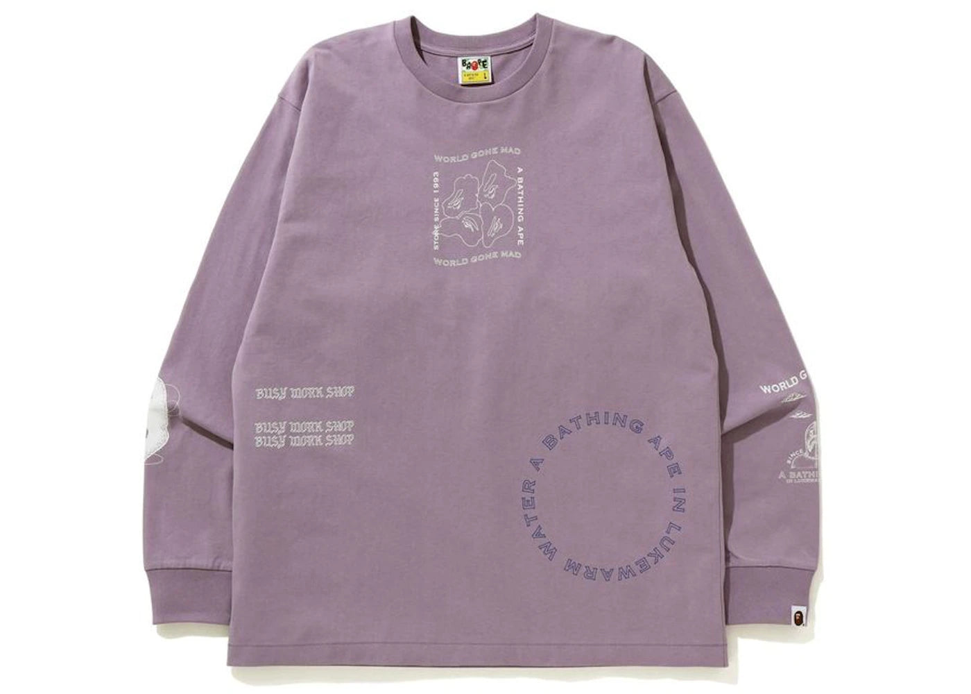 BAPE Ink Print Relaxed #1 L/S Tee Purple