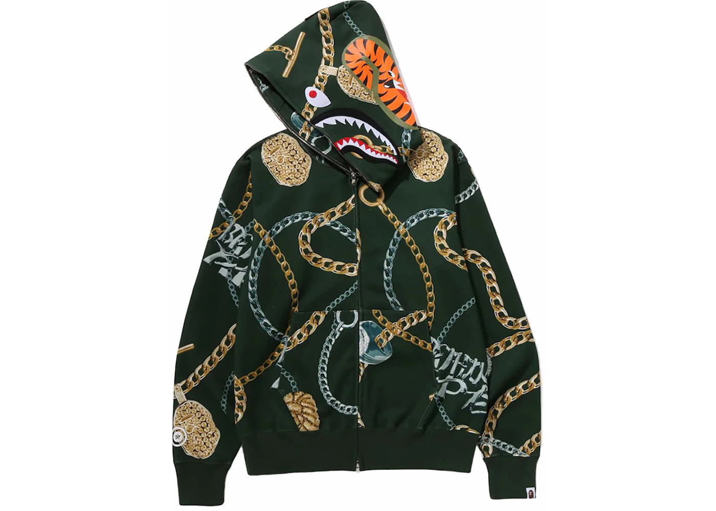 BAPE Jewels Shark Full Zip Hoodie Green
