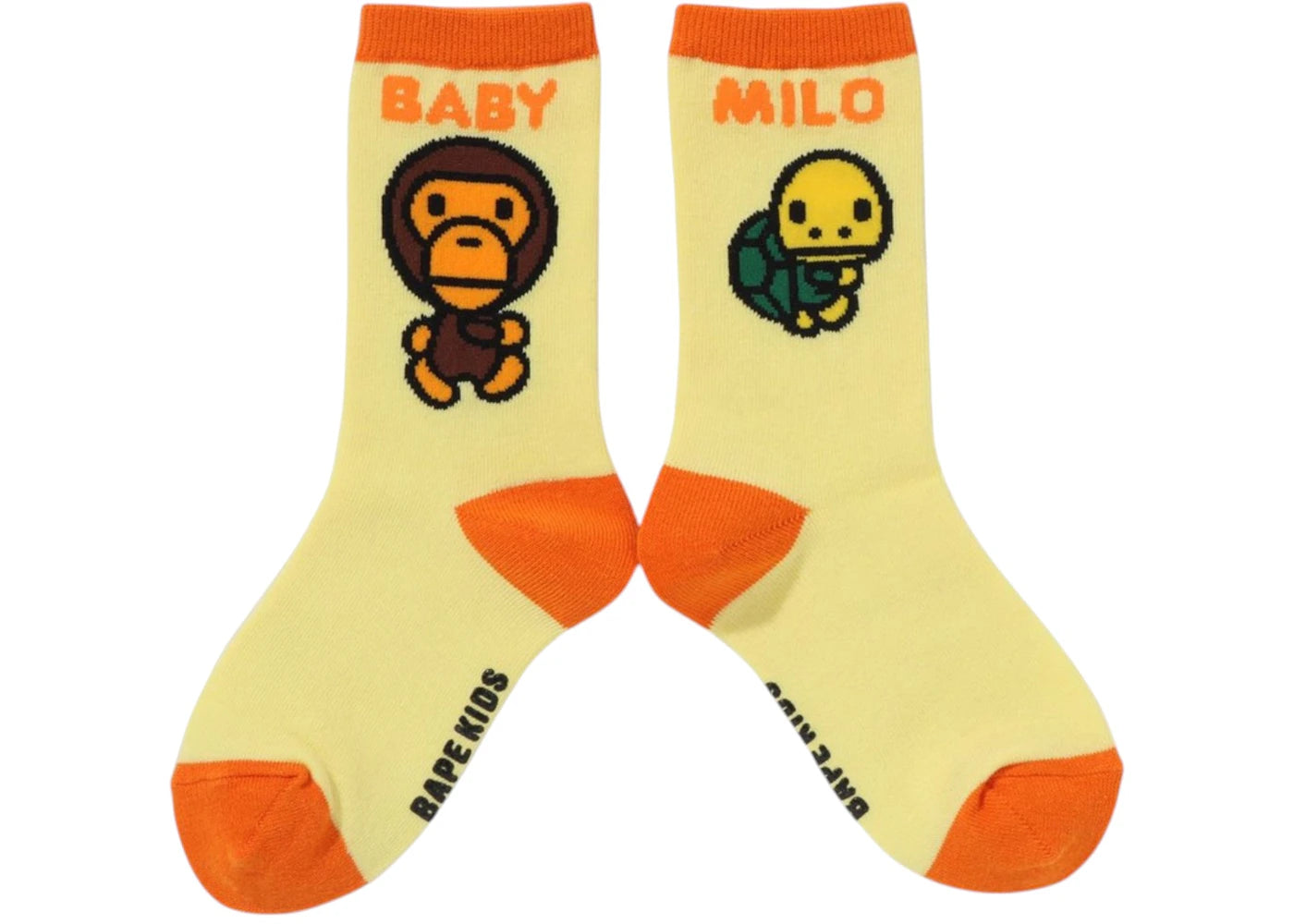 BAPE Kids Baby Milo Friends Foot Race Socks Yellow