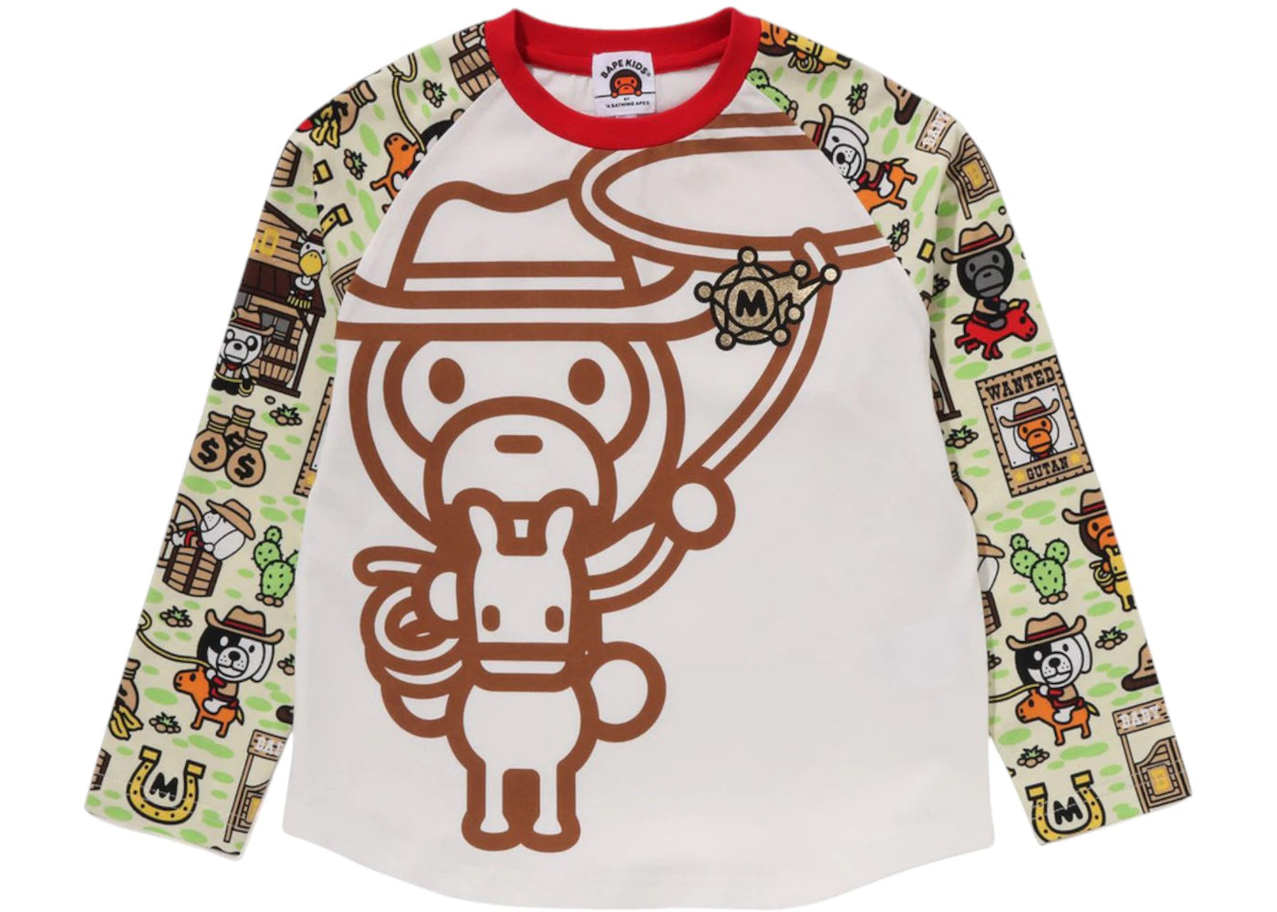 BAPE Kids Baby Milo Western L/S Tee Red