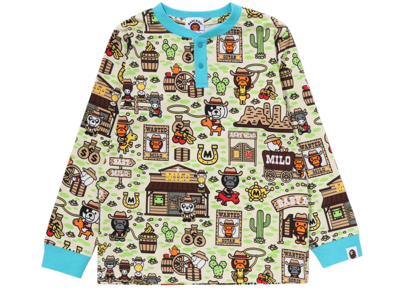 BAPE Kids Baby Milo Western Pattern L/S Tee Multicolor