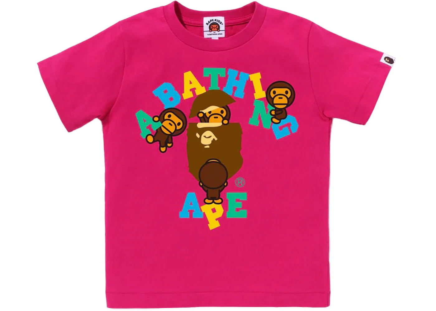 BAPE Kids Colors College Milo Tee Pink