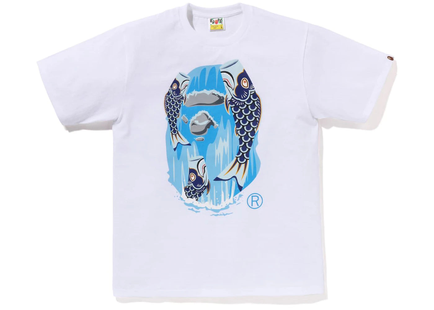 BAPE Koinobori Waterfall Ape Head Tee White