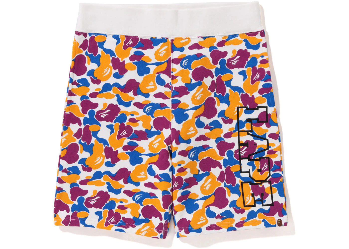 BAPE LA Store 5th Anniversary LA Camo Sweat Shorts Purple Yellow Blue