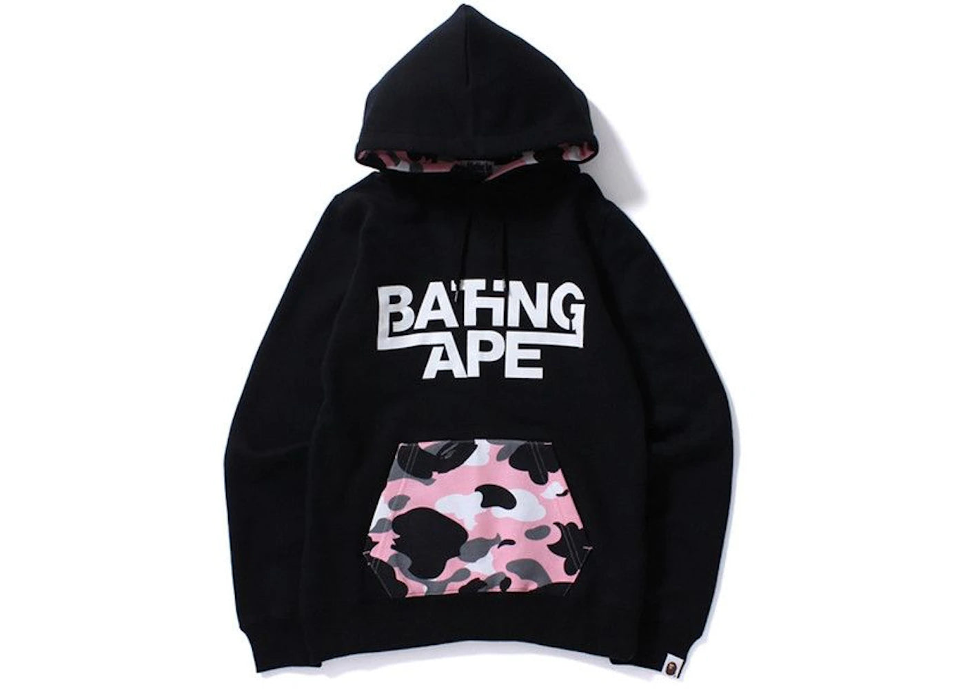 BAPE Ladies Warm Up Camo Pullover Hoodie Black/Pink