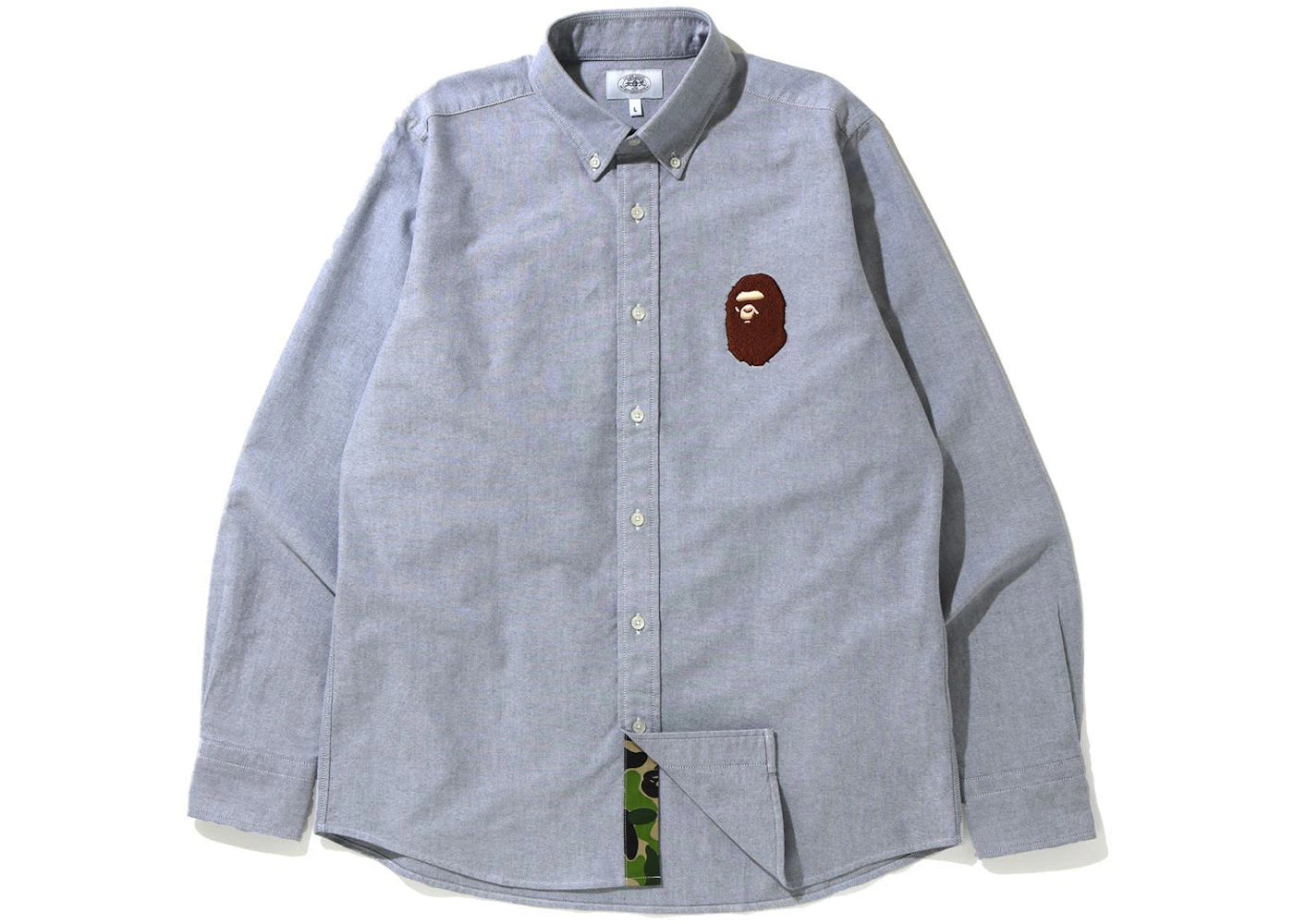 BAPE Large Ape Head Oxford BD Shirt Gray